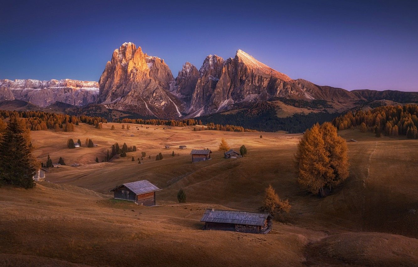Wallpaper Italy, autumn, Dolomites, Alpe di Siusi image for desktop, section пейзажи
