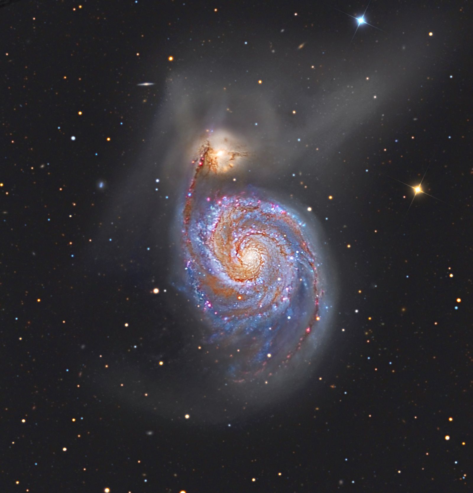 M51 Whirlpool Galaxy. About 31 million light years away. Whirlpool galaxy, Galaxy image, Spiral galaxy