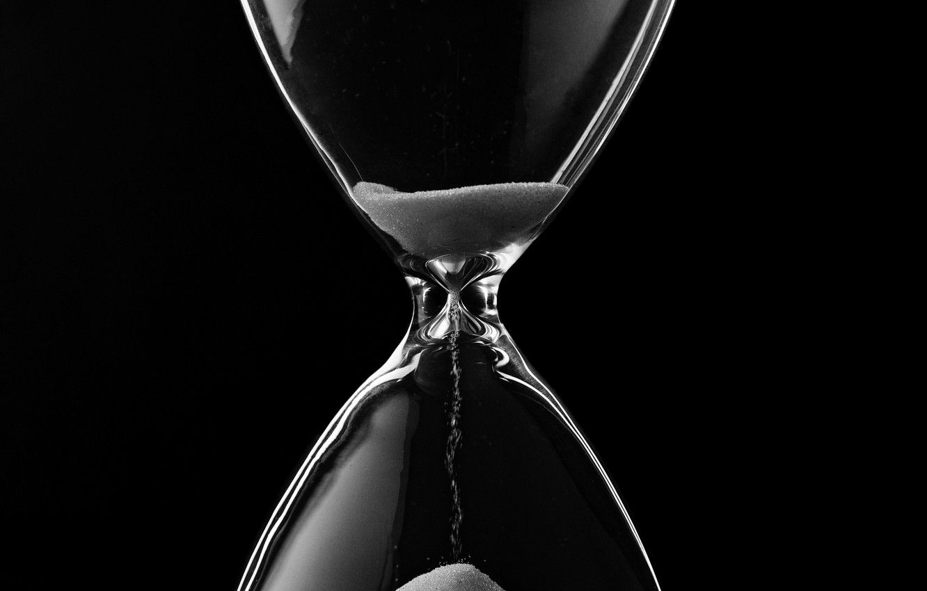 Wallpaper glass, black, sand, time, hourglass image for desktop, section минимализм