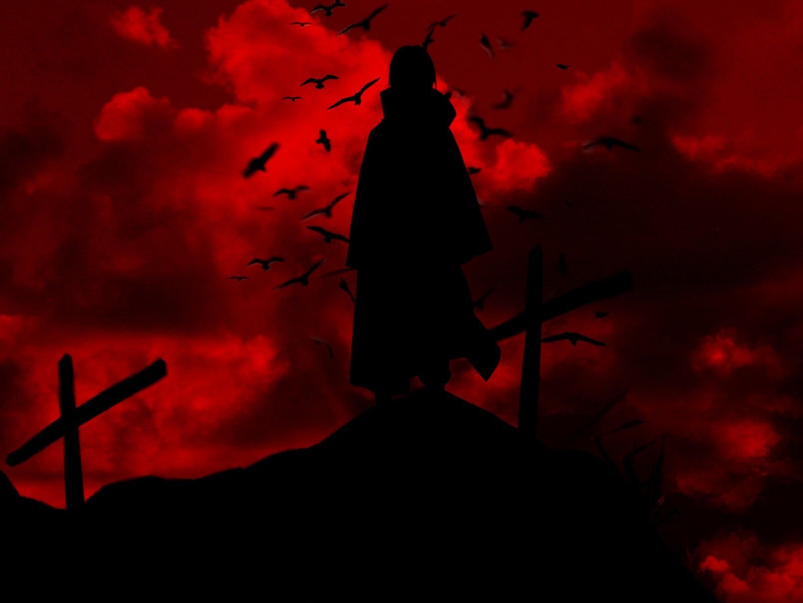 Uchiha Itachi Naruto Shippuuden #silhouette Uchiha Itachi #red #raven #cross #anime P #wallpaper #hdwallpaper #desktop. Itachi uchiha, Itachi, Uchiha