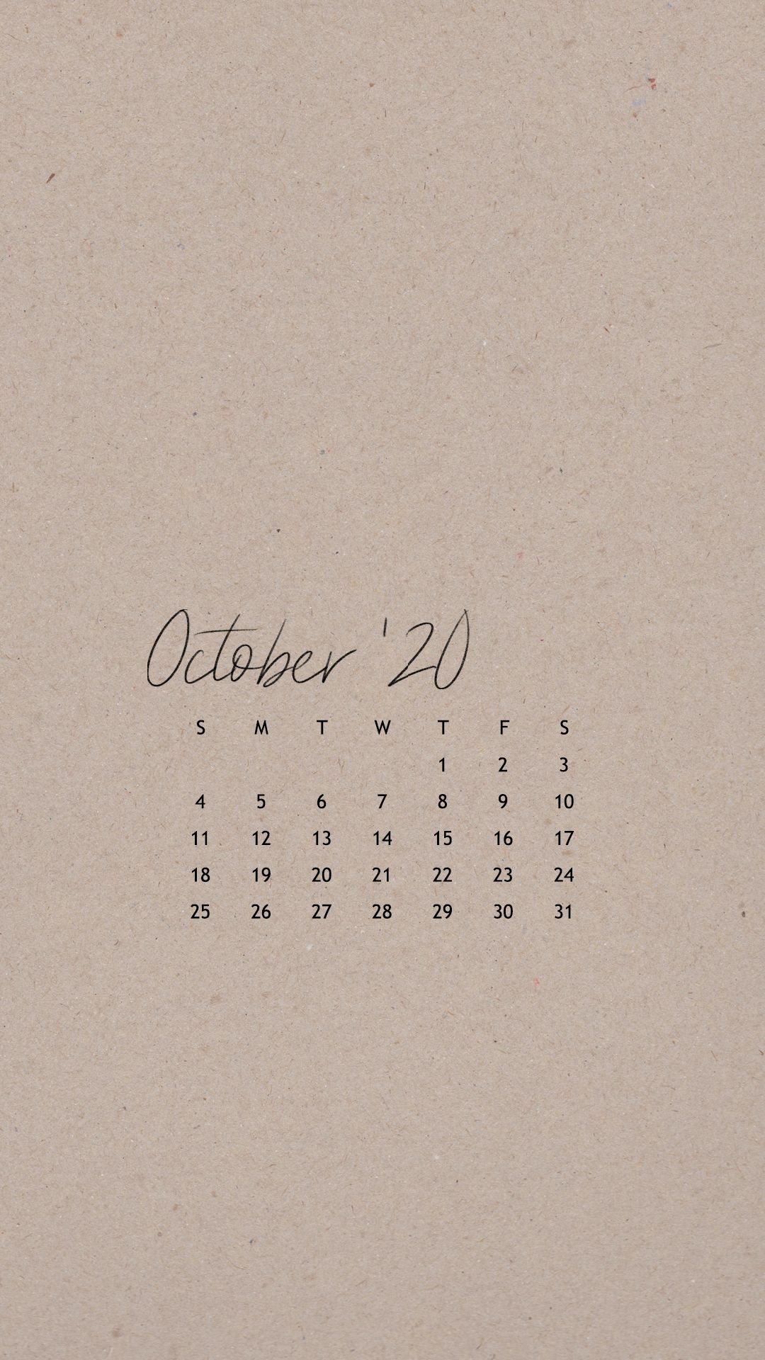 October 2020 Phone Calendar Wallpaper Is Honey