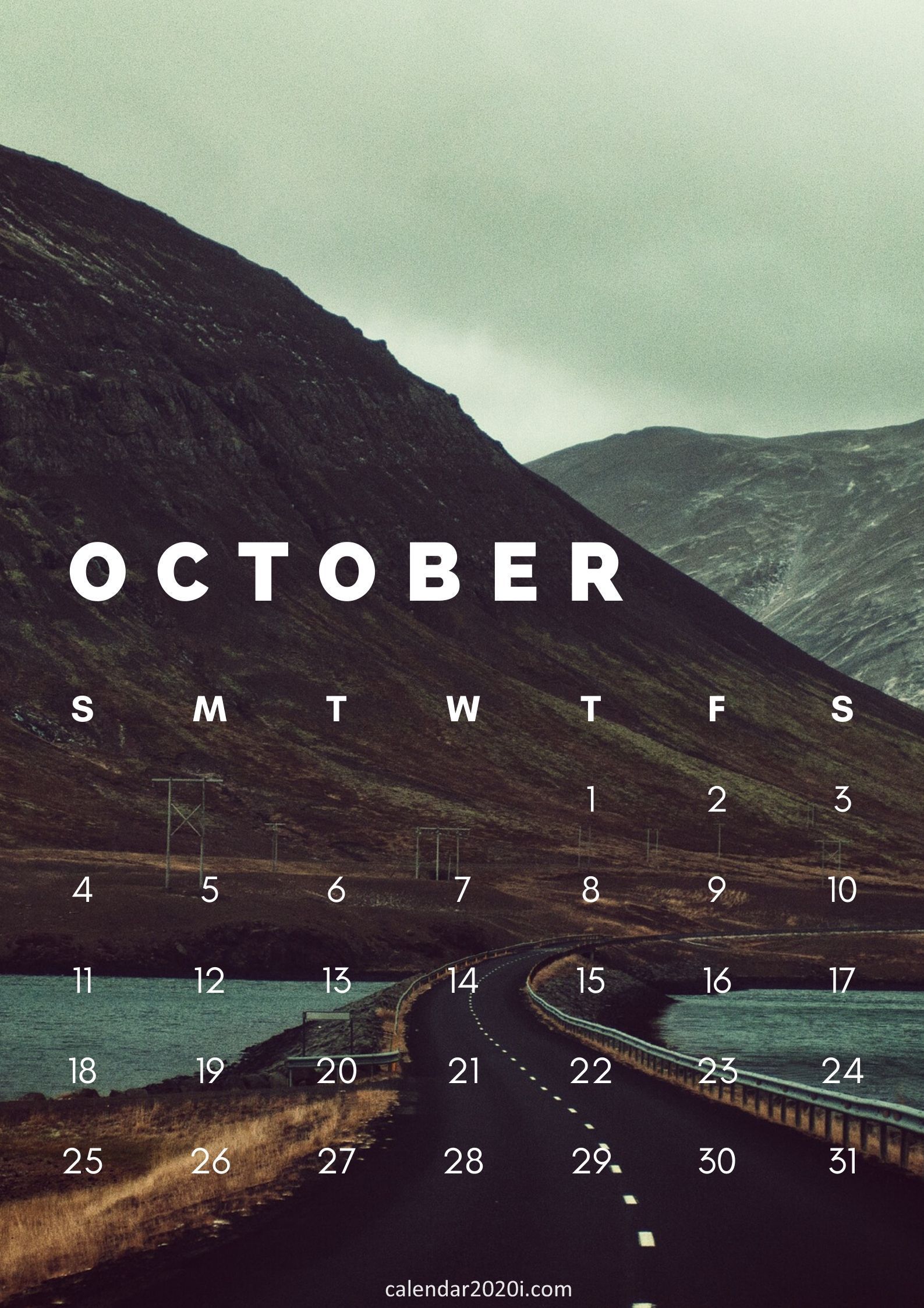 iPhone October 2020 Calendar HD Wallpaper Download