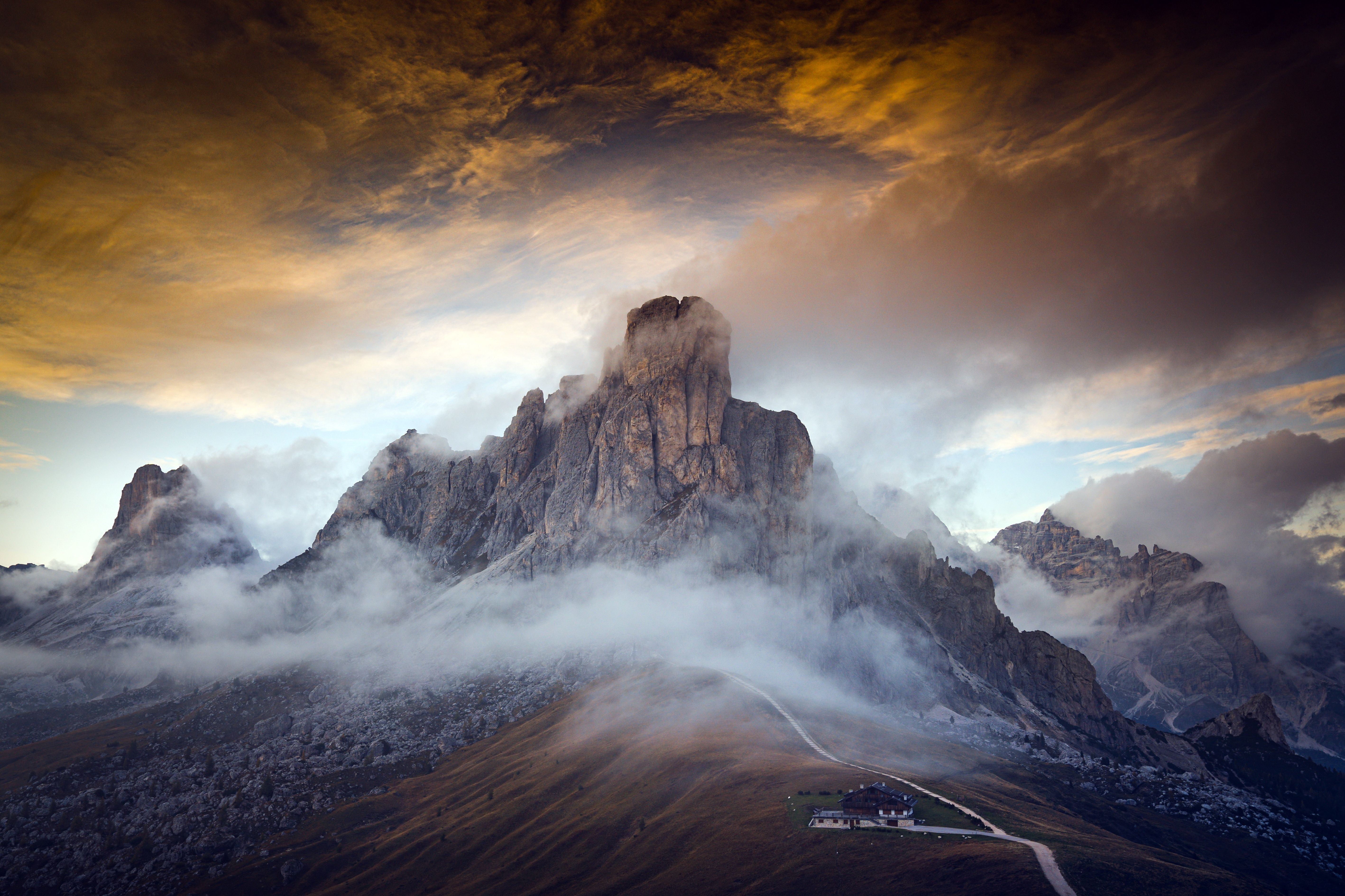 Dolomites Italy Fogy Mountains Wallpaper, HD Nature 4K Wallpaper, Image, Photo and Background