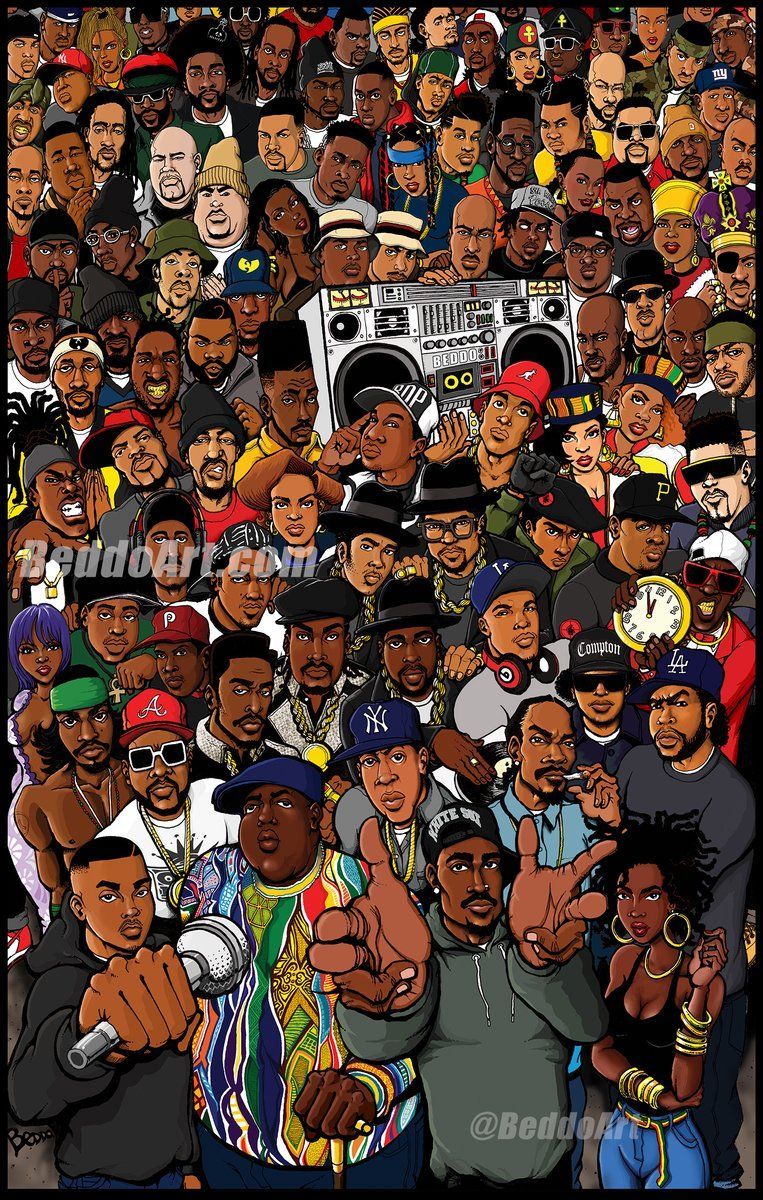 The Golden Age of Hip Hop by Beddo (color version) print / poster. Hip hop artwork, Hip hop poster, Hip hop art