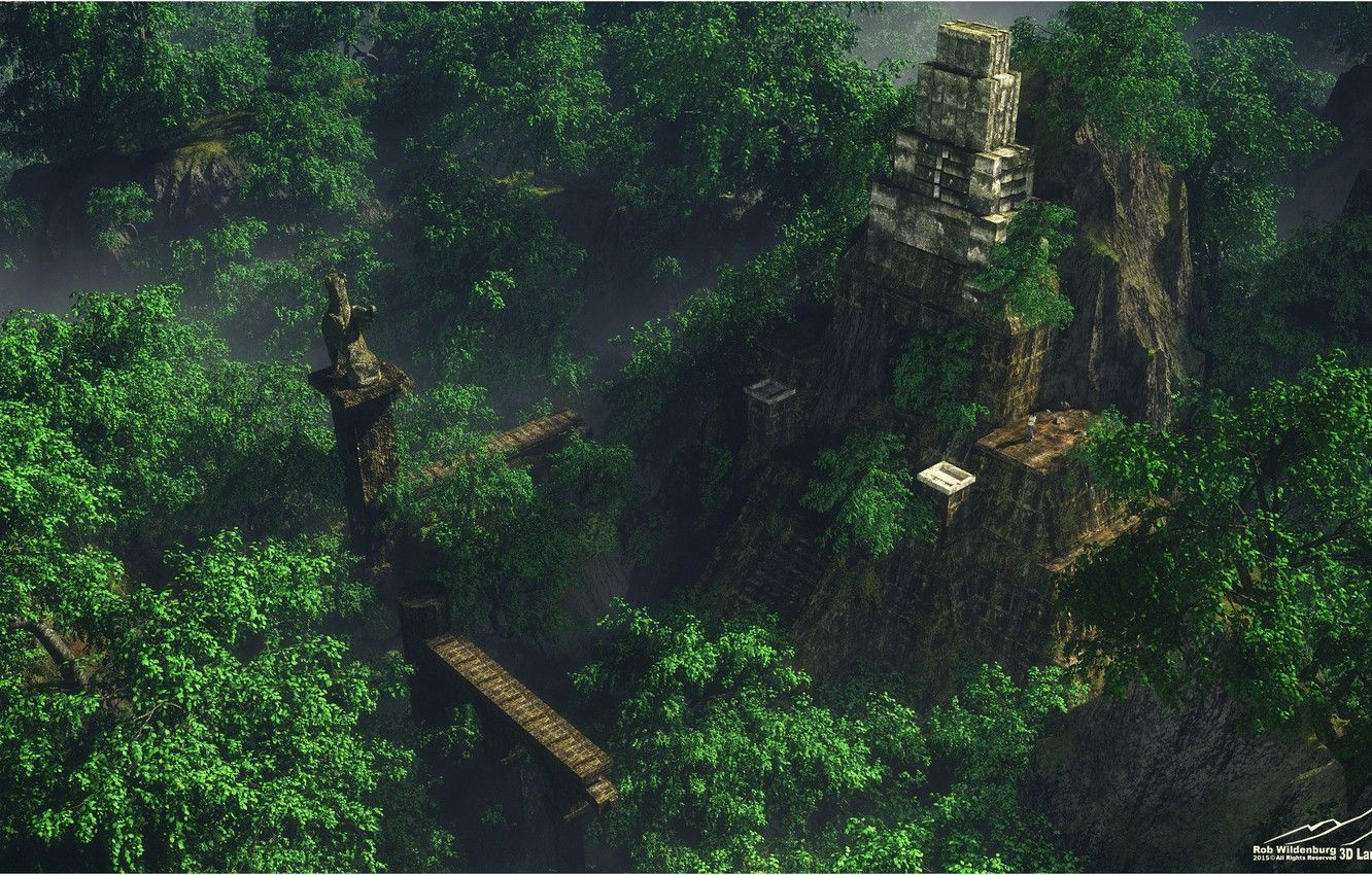Wallpaper greens, forest, mountains, construction, Deep Jungle image for desktop, section рендеринг