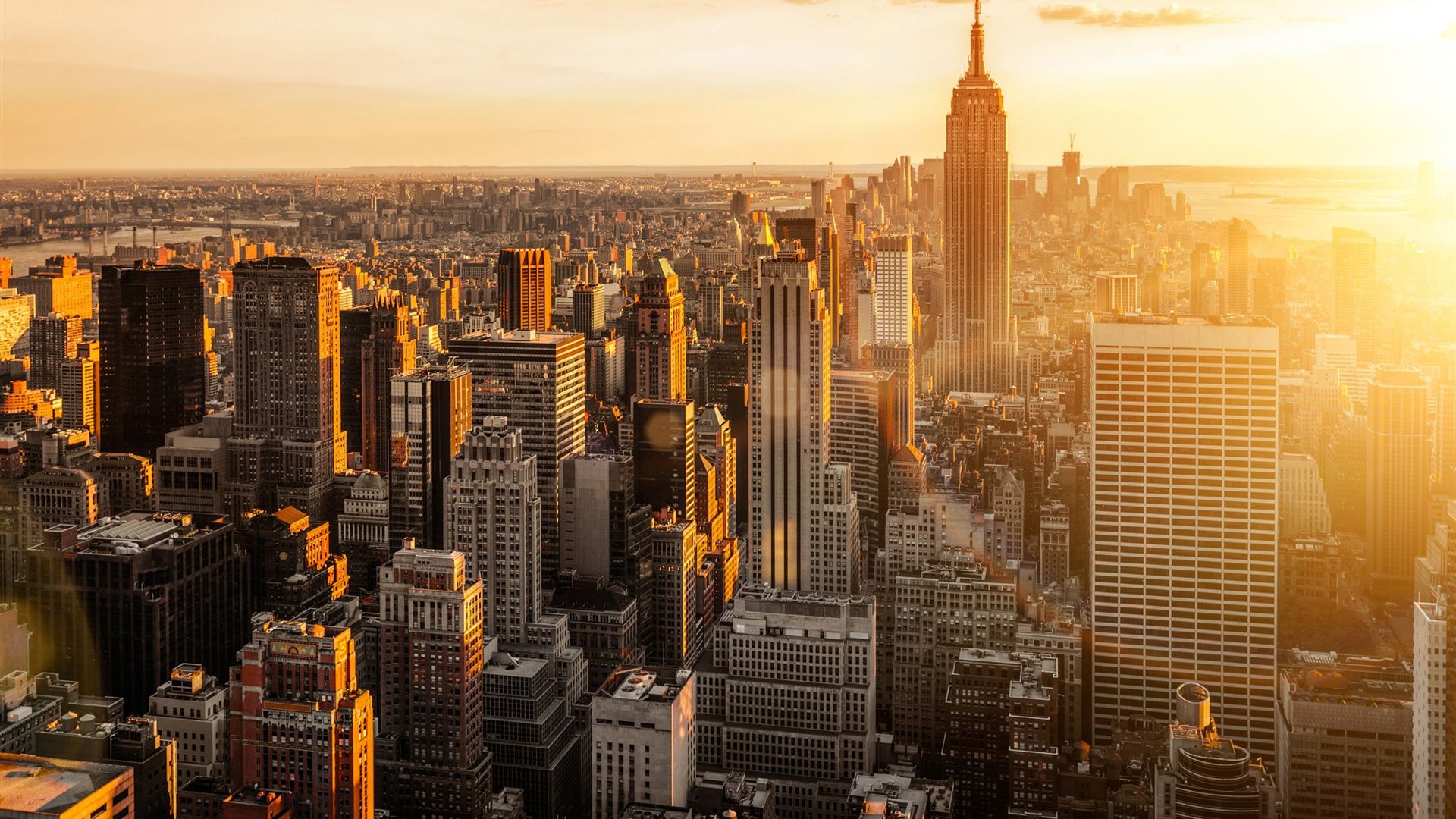 New York City, Manhattan, Skyscrapers, Sunlight, Cityscape Background New York HD Wallpaper