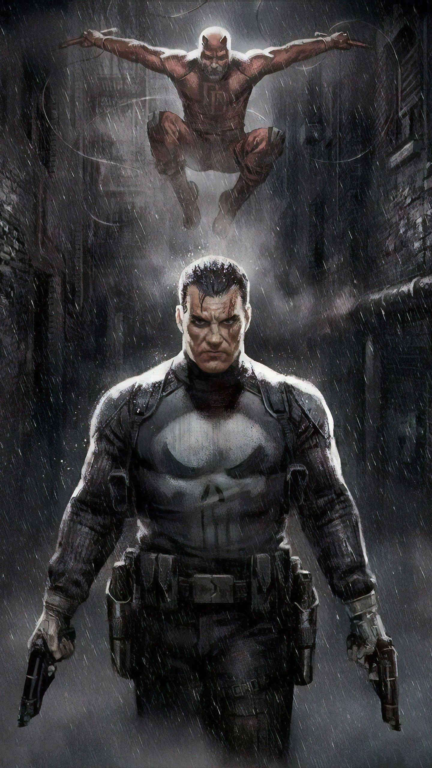 Punisher Newart HD Wallpaper (1440x2560). Punisher marvel, Daredevil punisher, Daredevil art