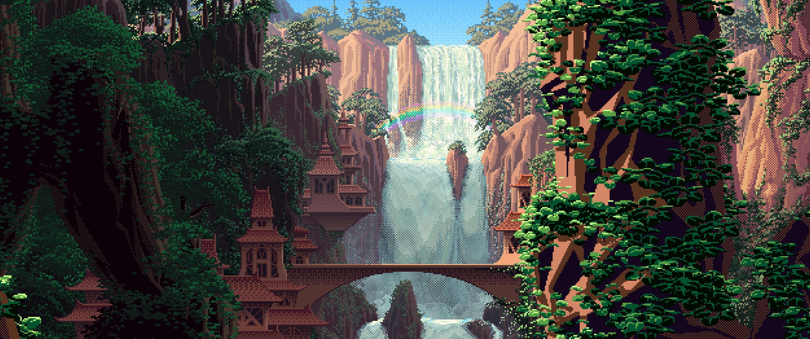 My collection of custom cropped pixelart wallpaper [3440x1440]