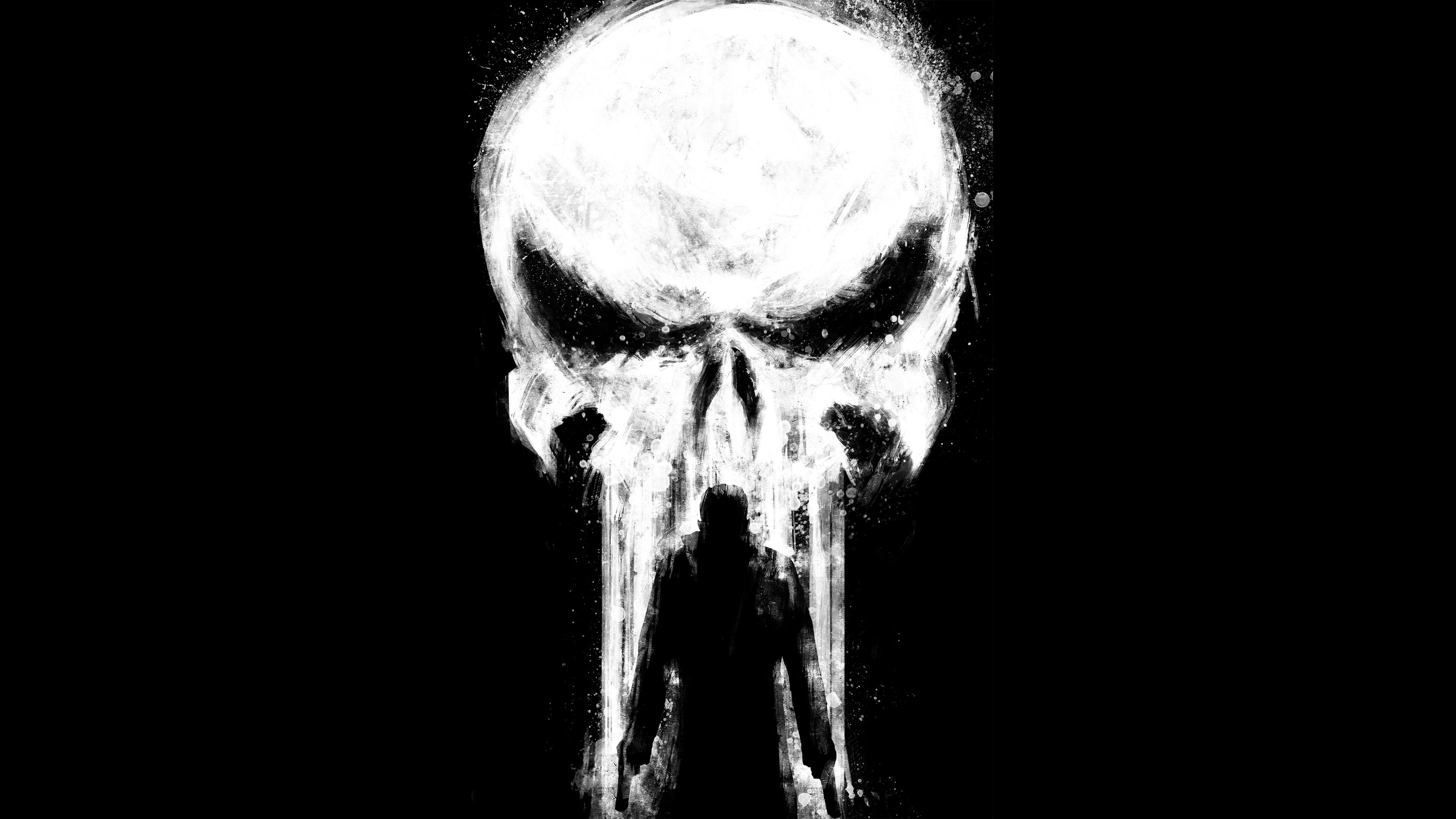 Spawn Wallpaper 4K, Skull, Punisher, Black background