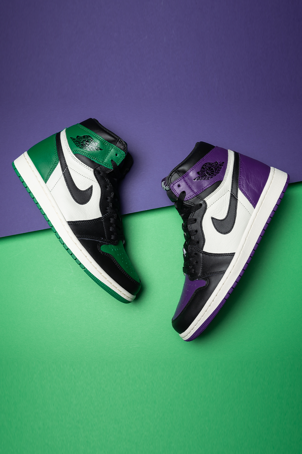 purple and green jordan 1
