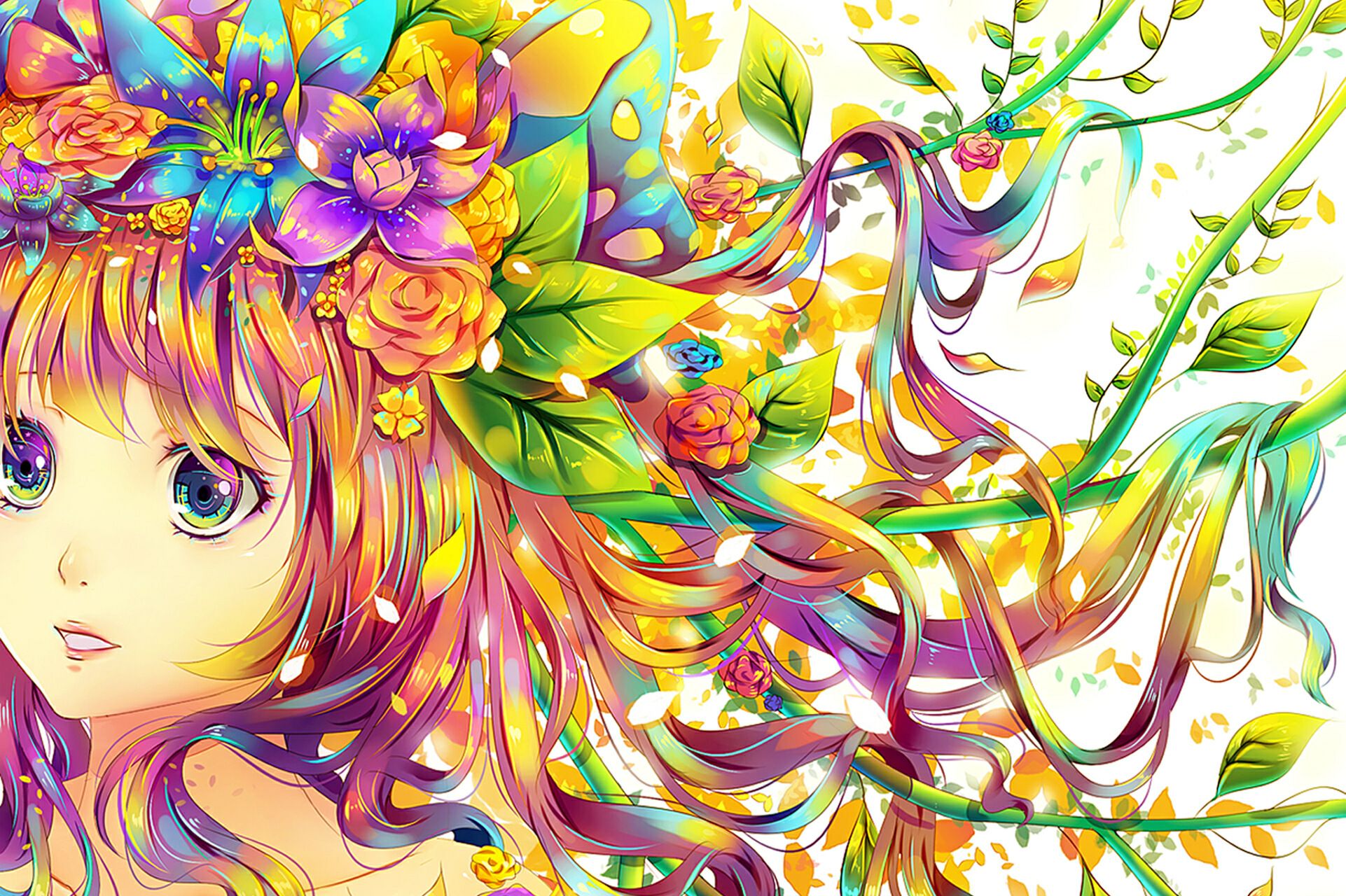 Colorful Anime Girl <3 Girl Wallpaper Rainbow HD Wallpaper