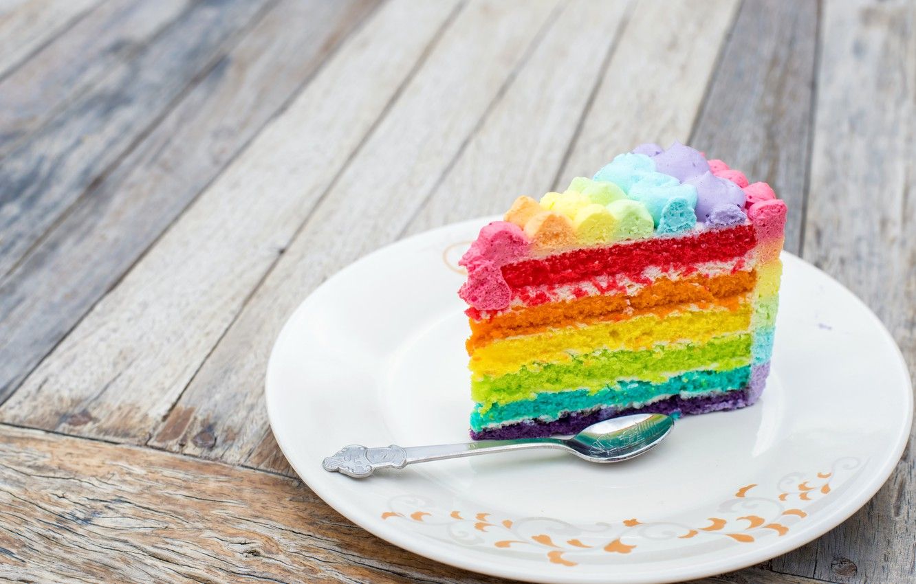 Wallpaper rainbow, colorful, cake, rainbow, cake, Happy, Birthday, Birthday image for desktop, section еда
