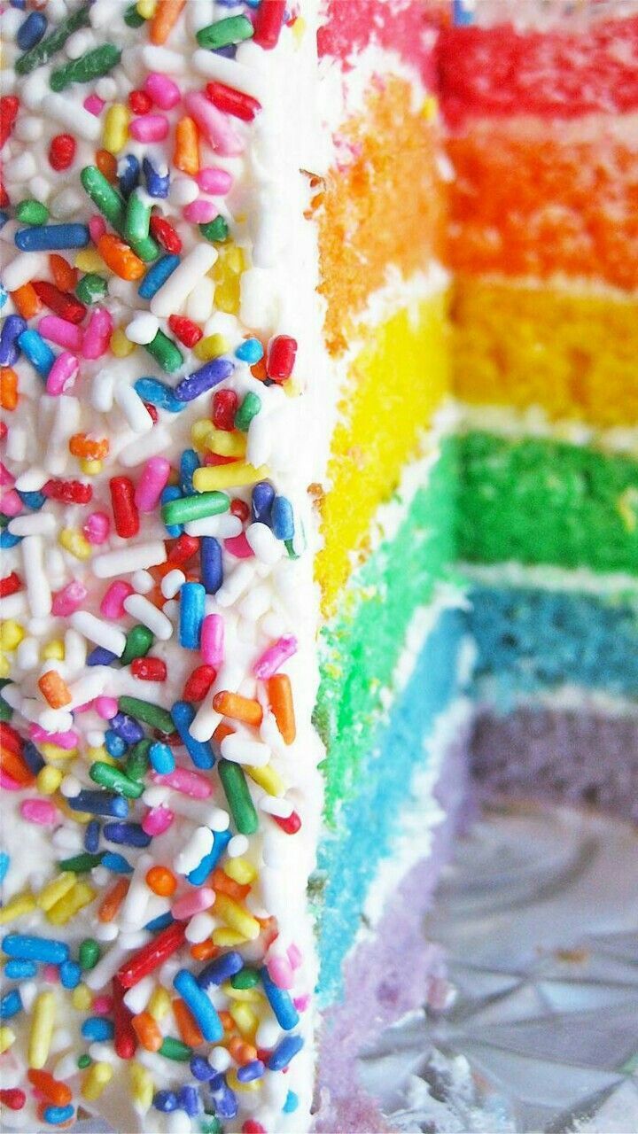Rainbow Cake Inspiration #color #brightcolors #colors #hellocolor #cake # rainbow #rainbowcake. Rainbow sprinkle cakes, Food wallpaper, Food iphone