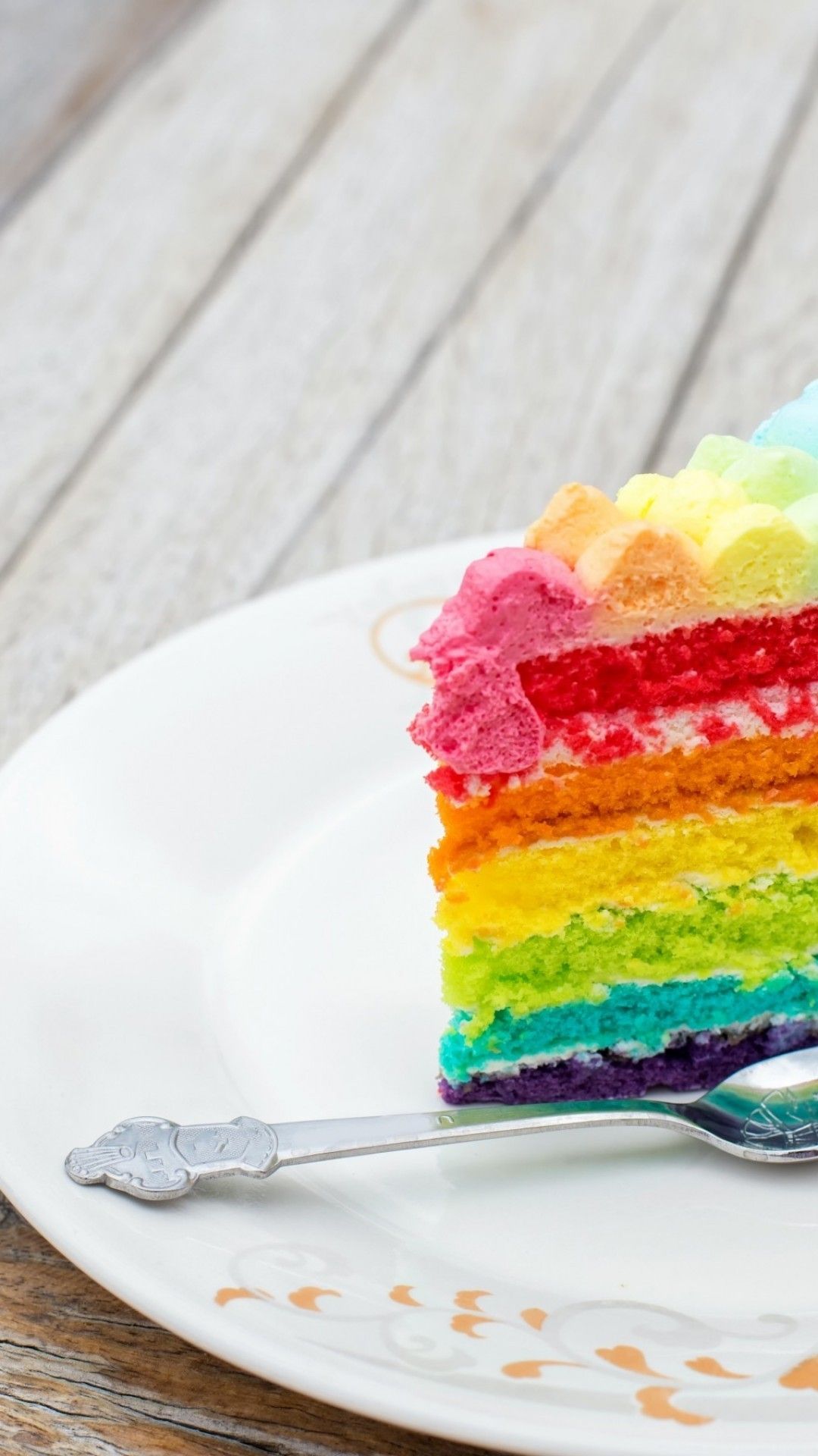 Download 1080x1920 Cake, Rainbow, Colorful, Spoon Wallpaper for iPhone iPhone 7 Plus, iPhone 6+, Sony Xperia Z, HTC One