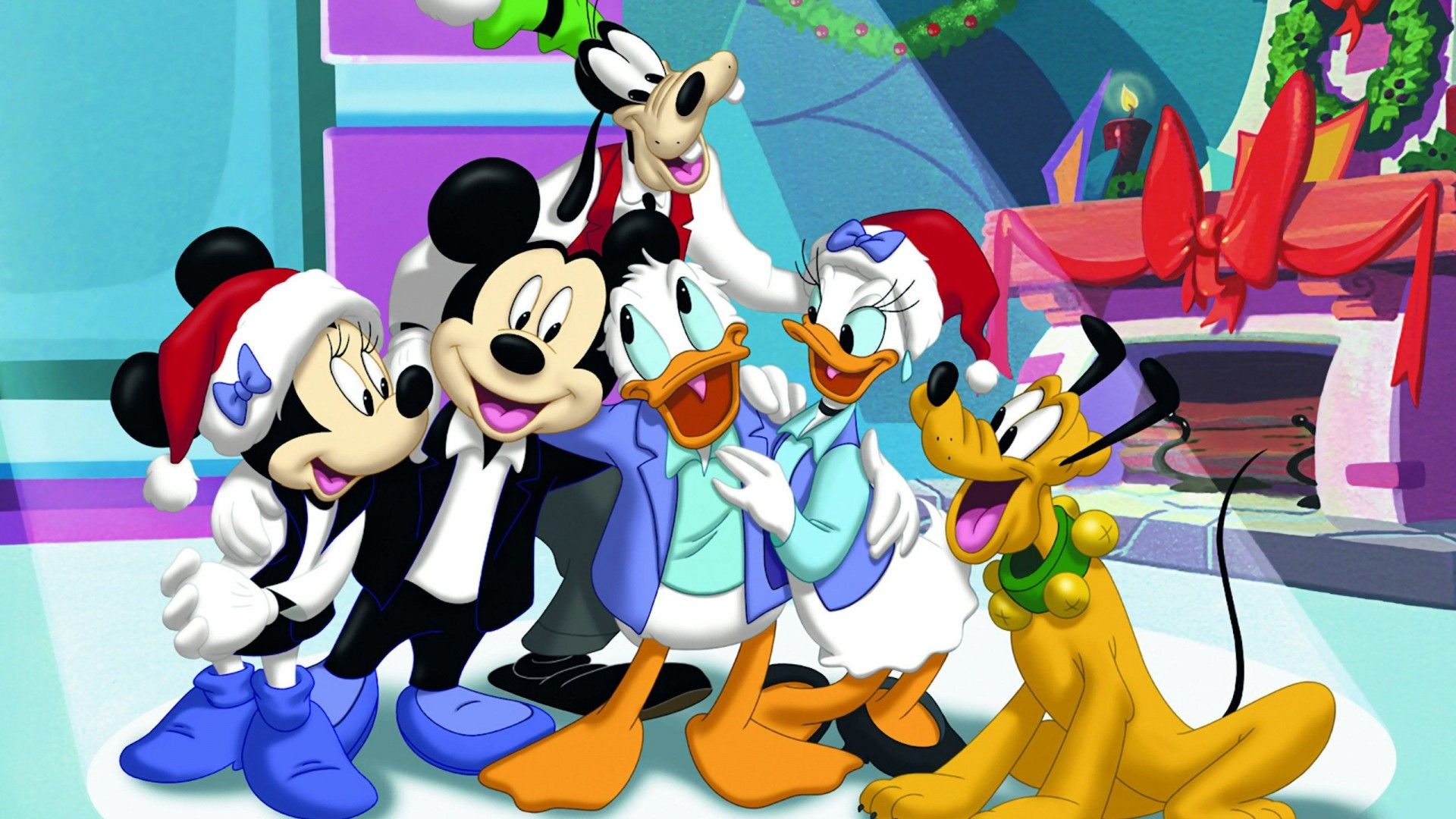Mickey Mouse Christmas Celebration With Friends Wallpaper HD, Wallpaper13.com