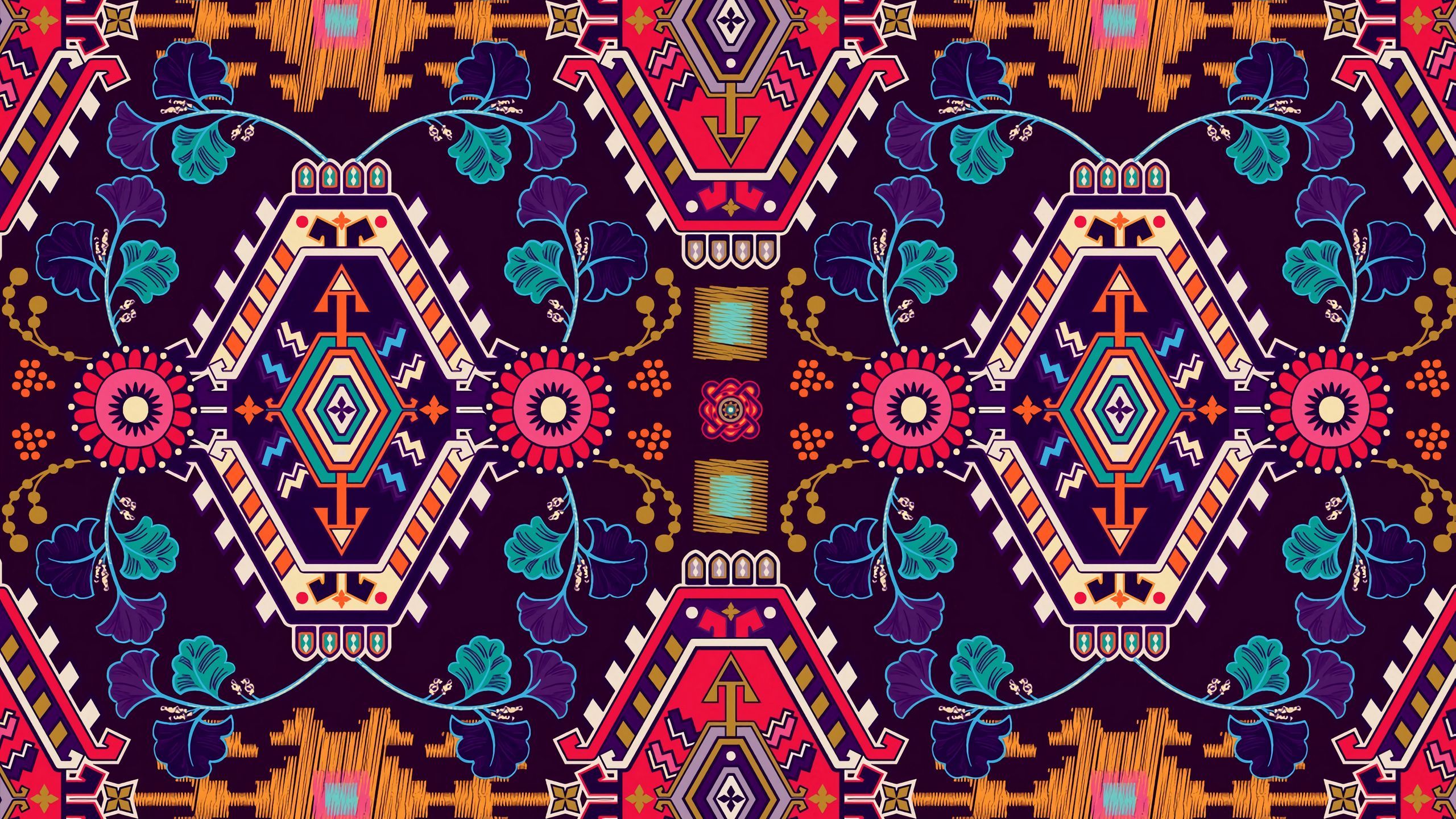 Download wallpaper 2560x1440 pattern, ornament, motif, colorful, texture widescreen 16:9 HD background