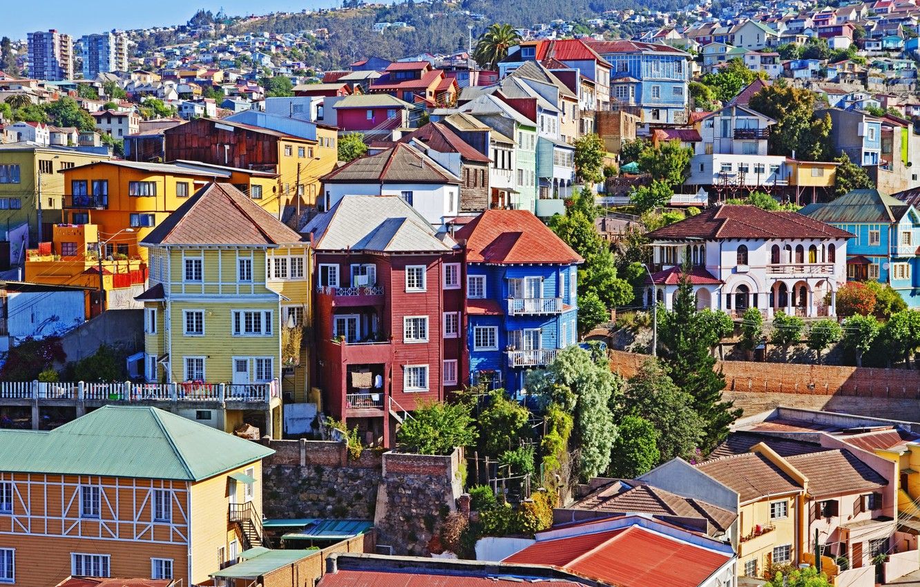Wallpaper Chile, Valparaiso, colorful buildings image for desktop, section город