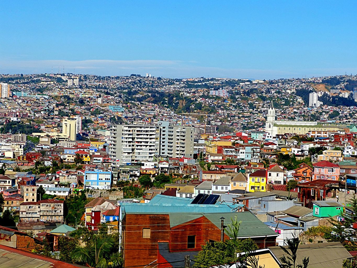 Desktop Wallpaper Chile Valparaiso From above Cities Houses