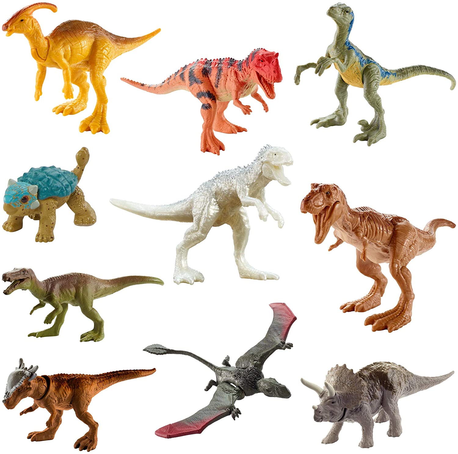 Jurassic World Camp Cretaceous Isla Nublar Multipack Featuring 10 Mini Dinosaur Action Figures with Realistic Sculpting, Authentic Decoration Movable Articulation Points: Toys & Games
