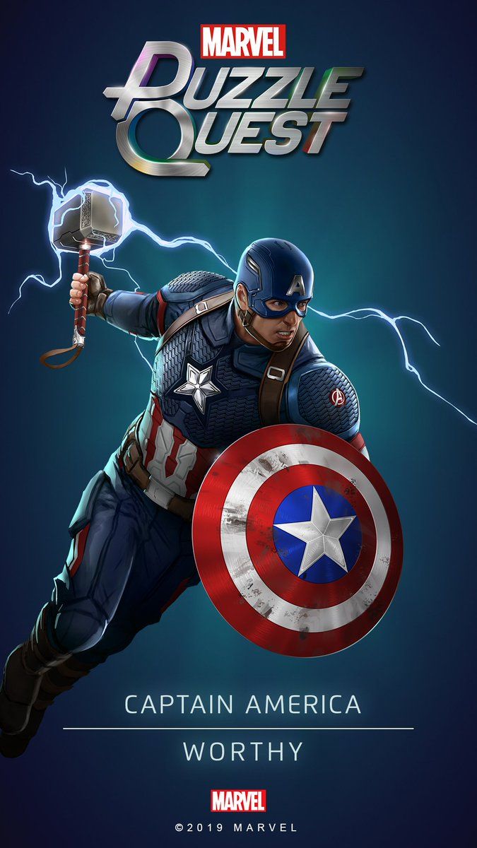 Marvel Puzzle Quest your mobile screens using an electrified strike with the Captain America wallpaper! #MarvelPuzzleQuest #MarvelGames #Marvel #CaptainAmerica #AvengersEndgame