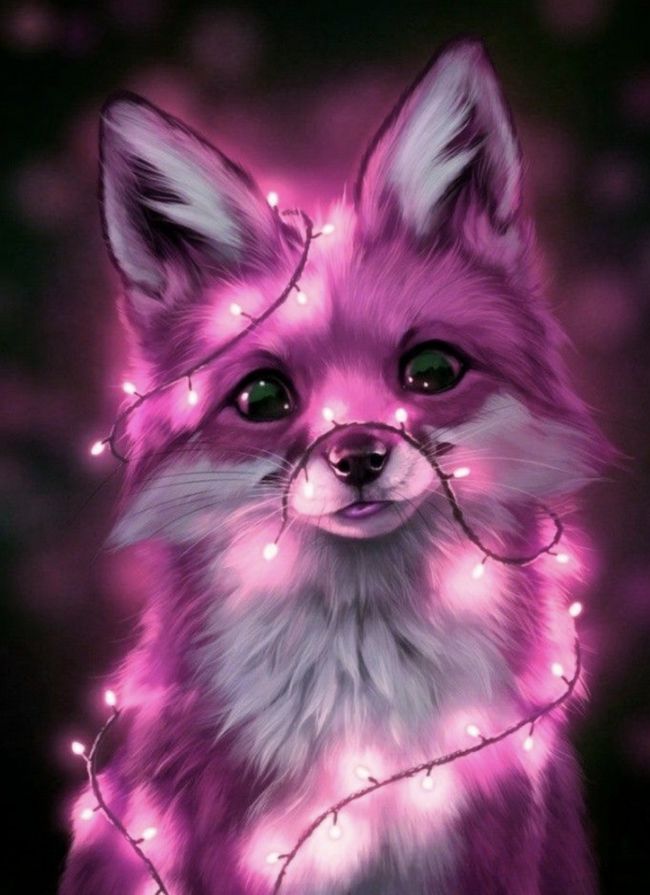 Neon Fox. 귀여운 동물 그림, 동물, 고양이 그림