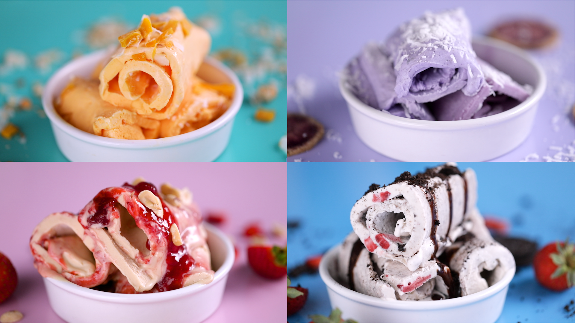 Rolled Ice Cream 4 Ways