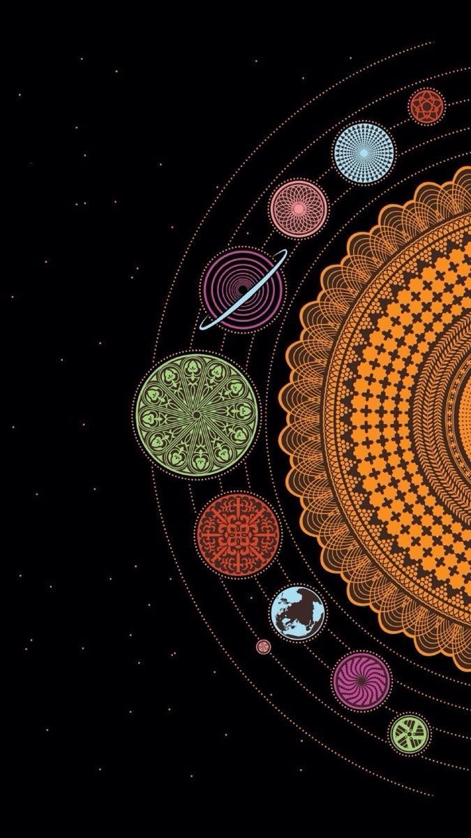 Solar System iPhone Wallpaper. Mandala wallpaper, Psychedelic art, Phone wallpaper
