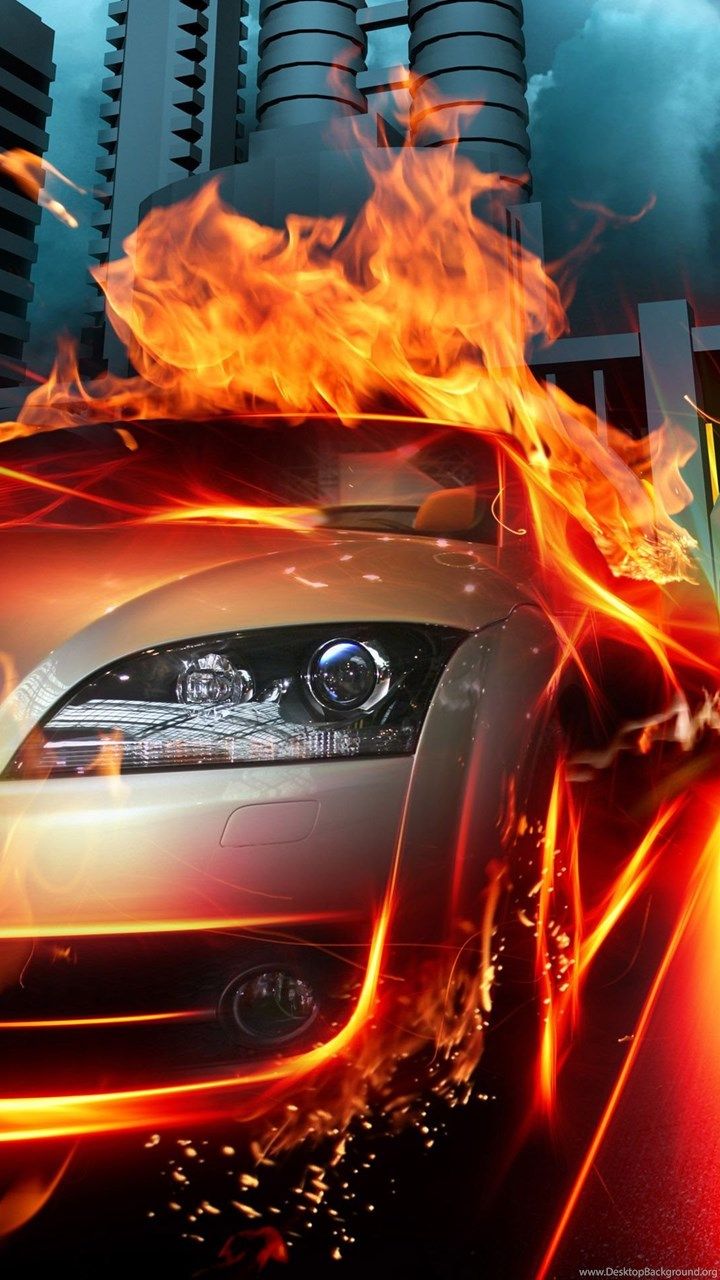 Fire car wallpaper HD 3D Desktop Background