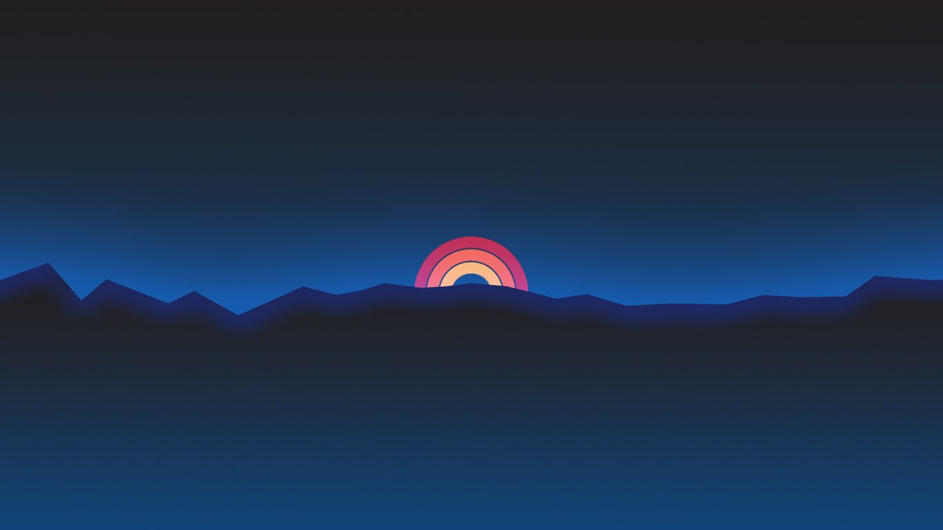 Minimalism Neon Rainbow Sunset Retro Style 1366x768 Resolution HD 4k Wallpaper, Image, Background, Photo and Picture