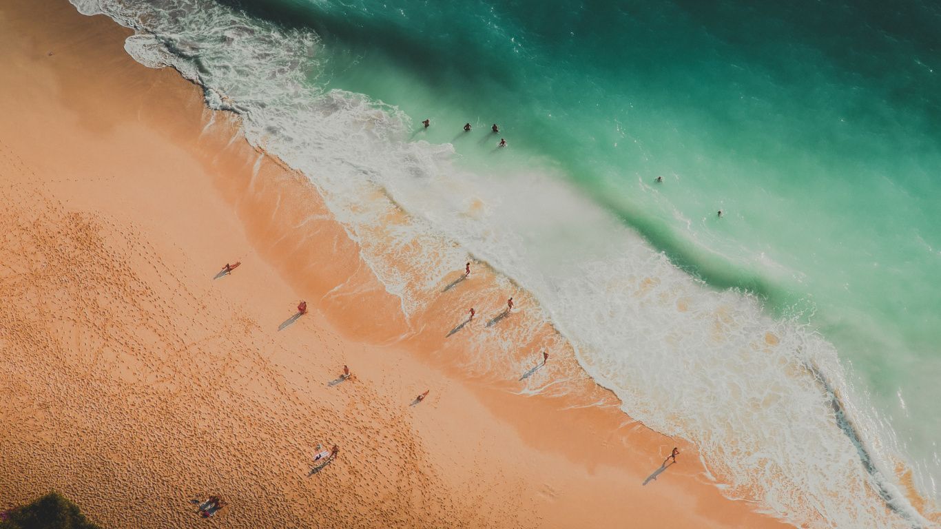 Download Minimal, beach, aerial view wallpaper, 1366x Tablet, laptop