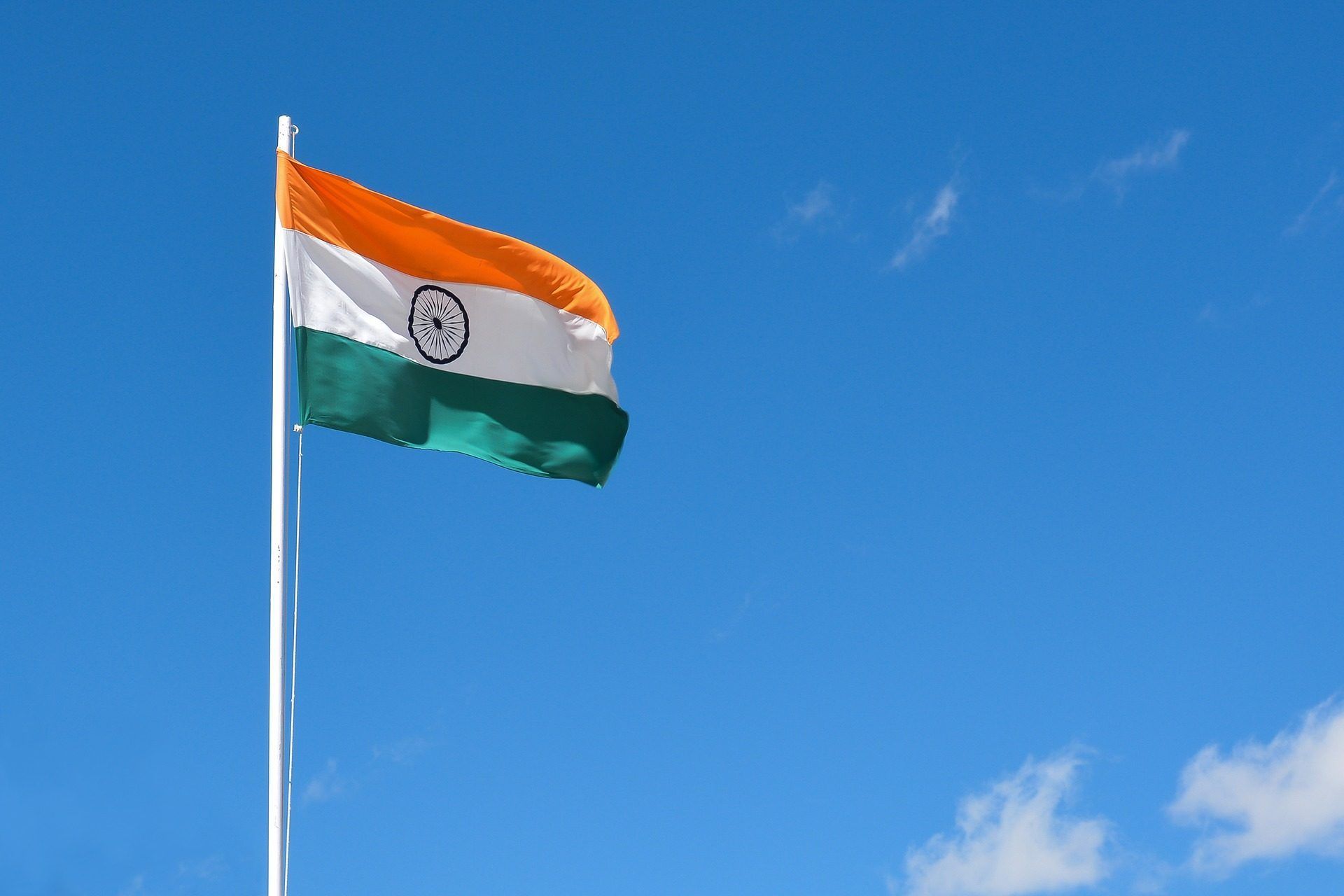 Indian Flag Image Under Blue Sky In 1920p Resolution Flag HD Wallpaper