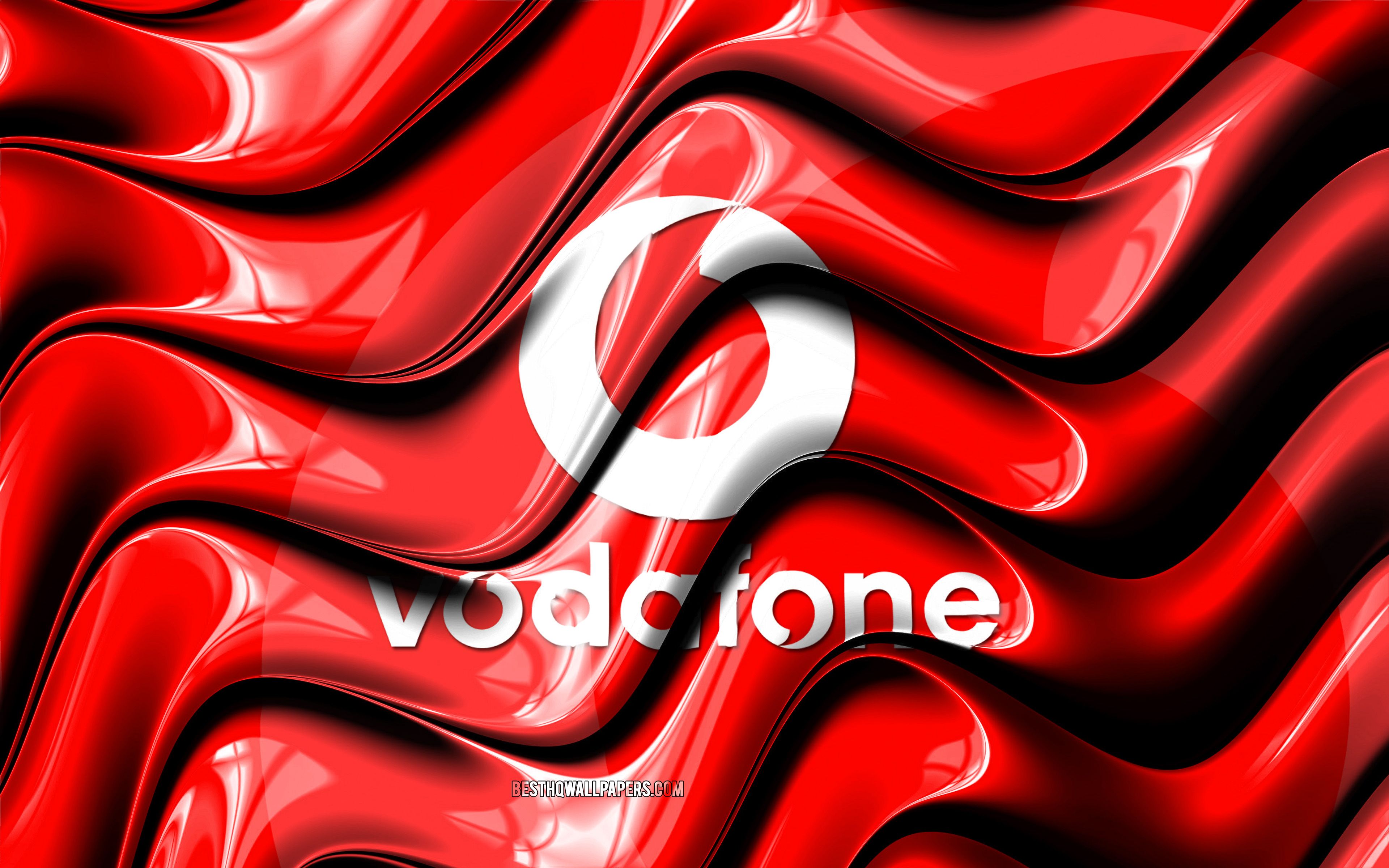 Download wallpaper Vodafone flag, 4k, red flag, Flag of Vodafone, 3D art, Vodafone, mobile operators, Vodafone Group, Vodafone 3D flag for desktop with resolution 3840x2400. High Quality HD picture wallpaper