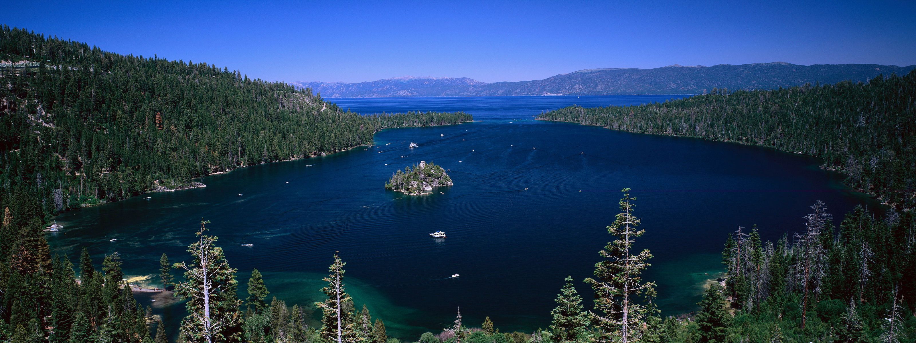 Mountains landscapes forest islands boats vehicles multiscreen lake tahoe emerald bay wallpaperx1200