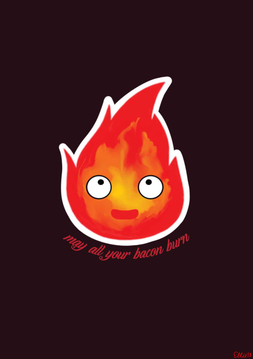 I made a Calcifer wallpaper and thought I'd share
