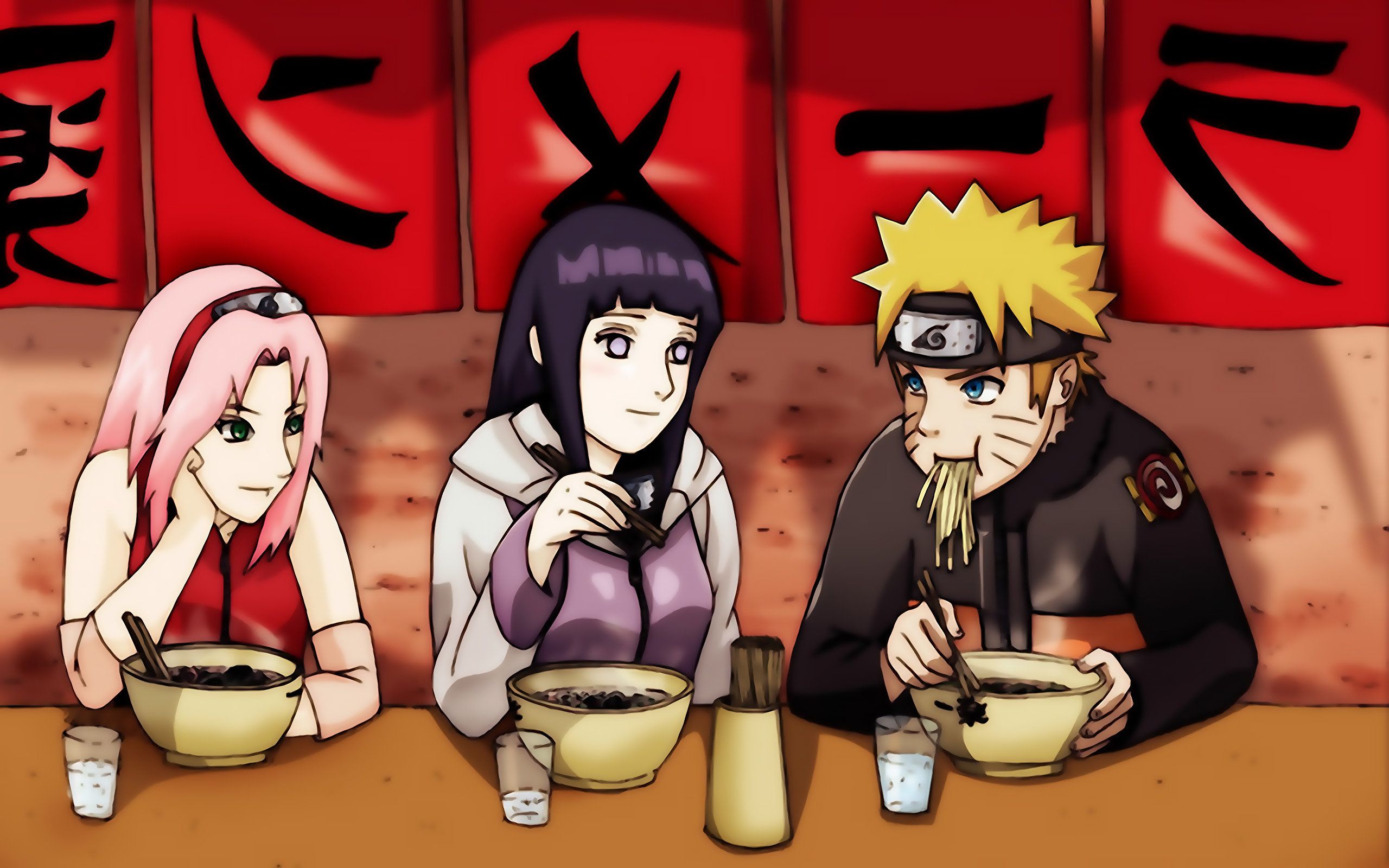 Naruto and friends at Ichiraku s ramen restaurant wallpaperx1600