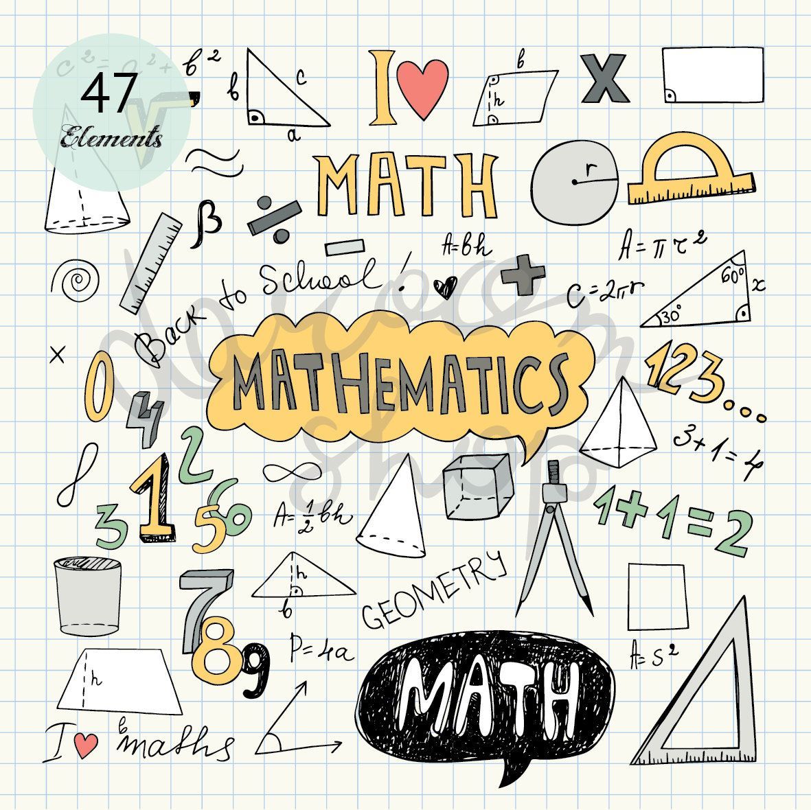Hand Drawn Mathematics Clip Art Math Elements And Symbols Back. Etsy In 2020. Math Design, Math Doodles, Math Wallpaper