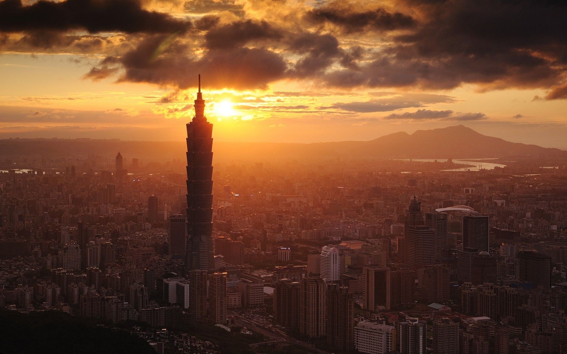 sunset, Clouds, Cityscapes, Buildings, Skyscrapers, Taiwan, Taipei, Cities Wallpaper HD / Desktop and Mobile Background