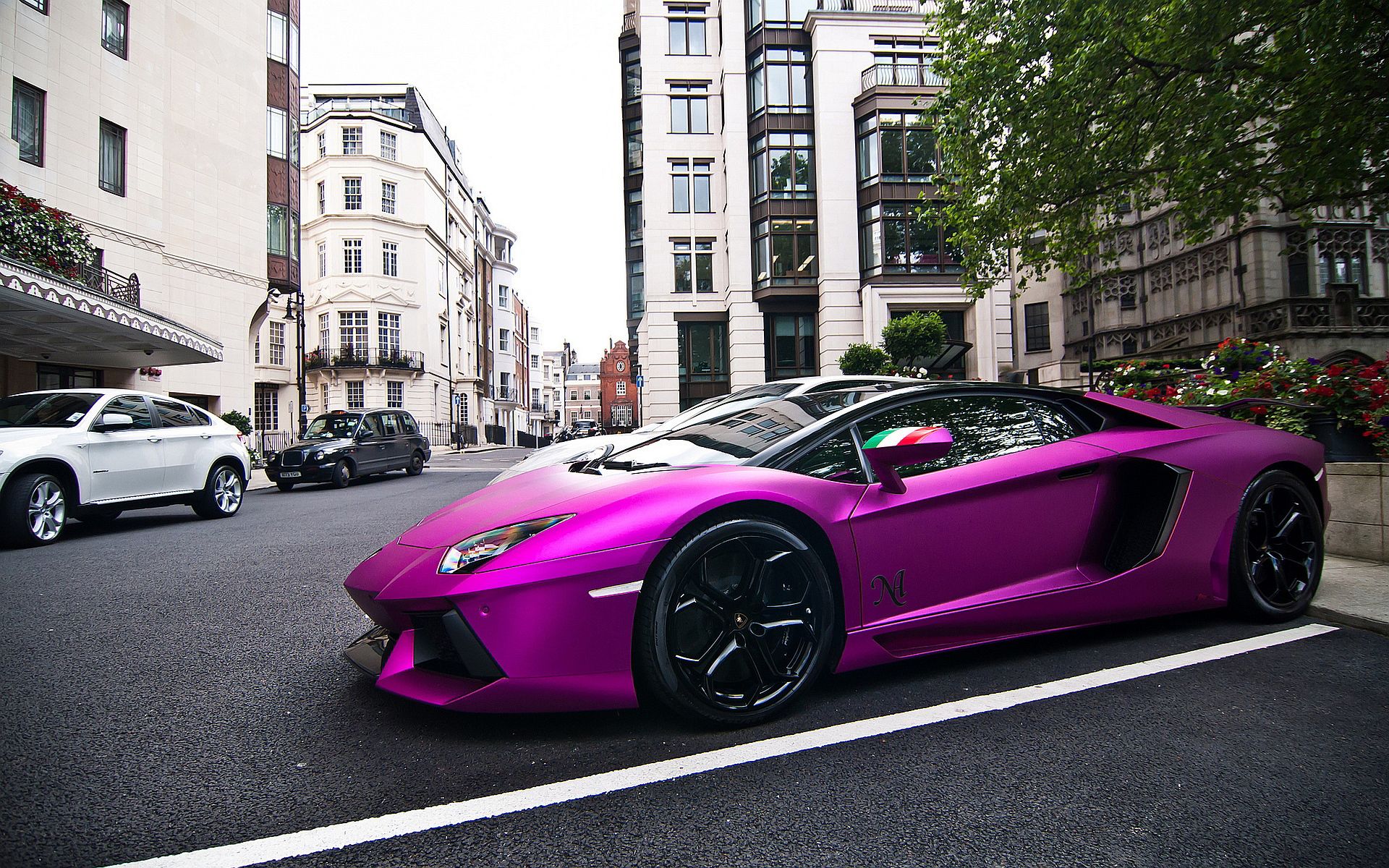 Purple Lamborghini Park wallpaperx1200