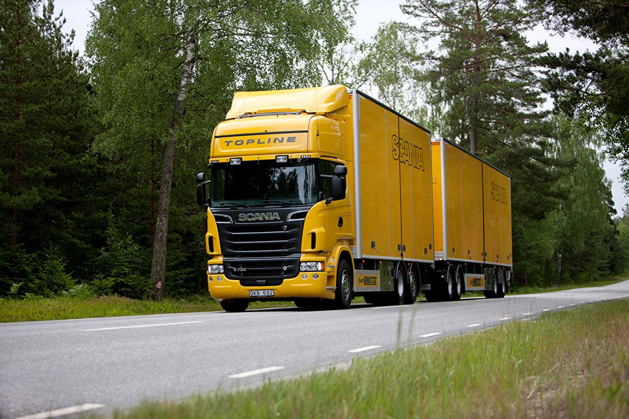 Picture lorry Scania Yellow Roads auto
