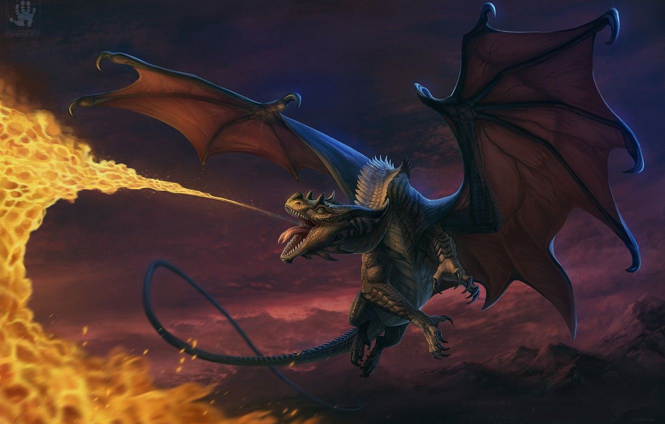 Wallpaper Flight, Flame, Dragon, Fire Breathing Dragon Image For Desktop, Section фантастика