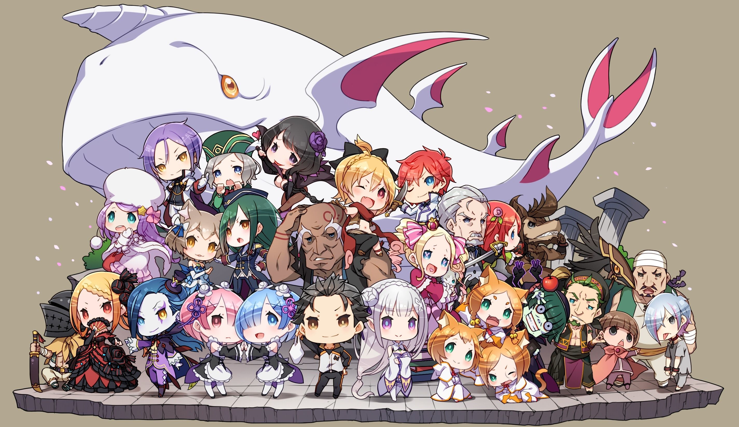Chibi Emilia Felix Argyle Group Kadomon Risch Kan (re Zero) Male Otto Suewen Puck Ram (re Zero) Rem (re Zero) Rom (re Zero) Ton ( Re Zero) Trap Twins Wallpaperx1646