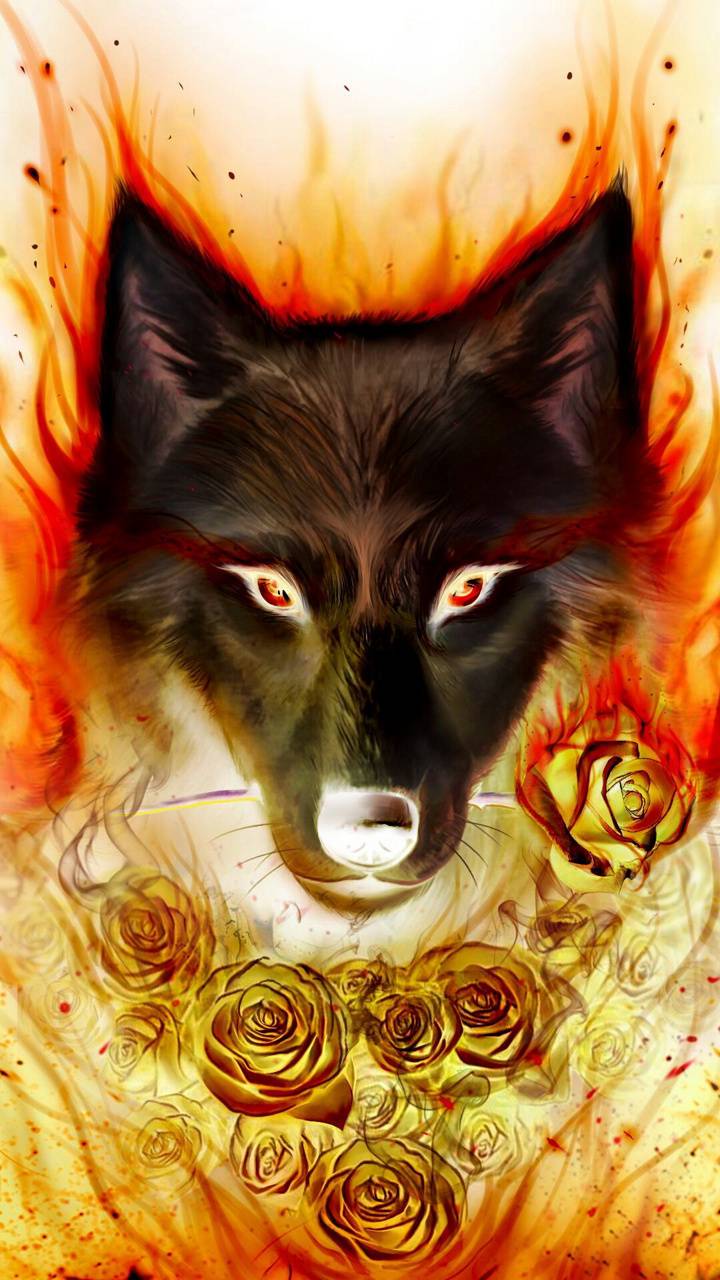 Fire wolf wallpaper