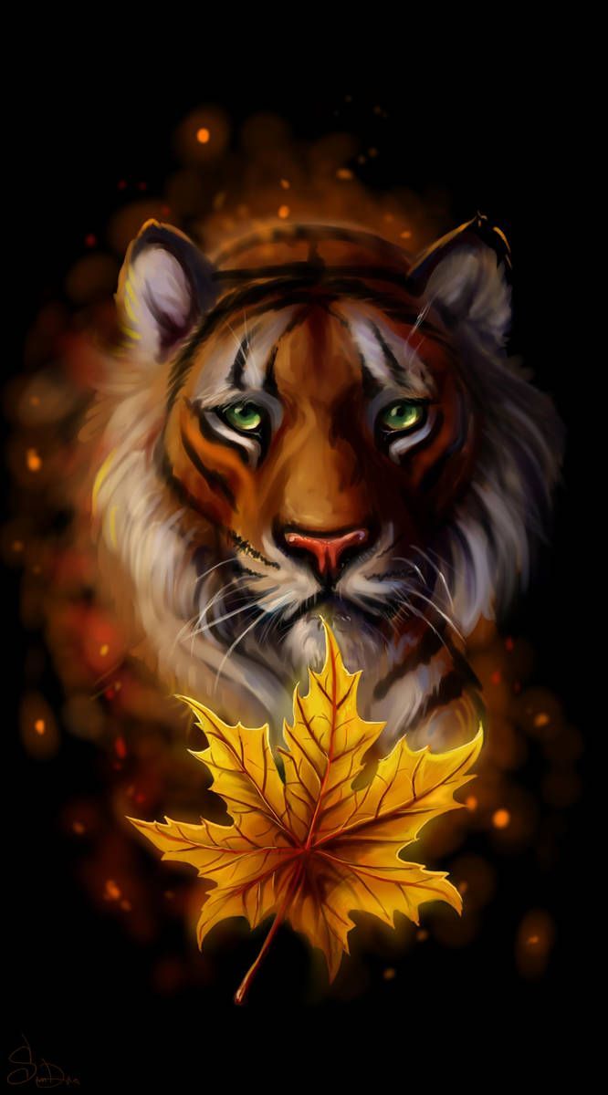 Autumn Tiger By SalamanDra S. Cat Art, Tiger Art, Big Cats Art