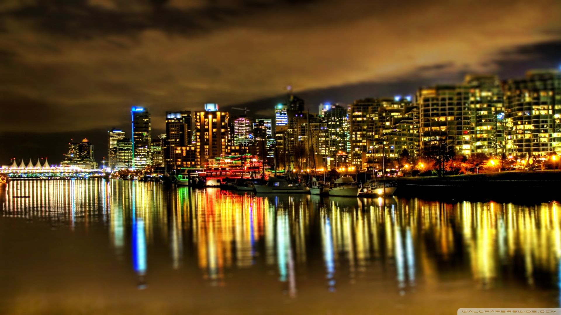 Download Vancouver At Midnight Canada Wallpaper 1920x1080