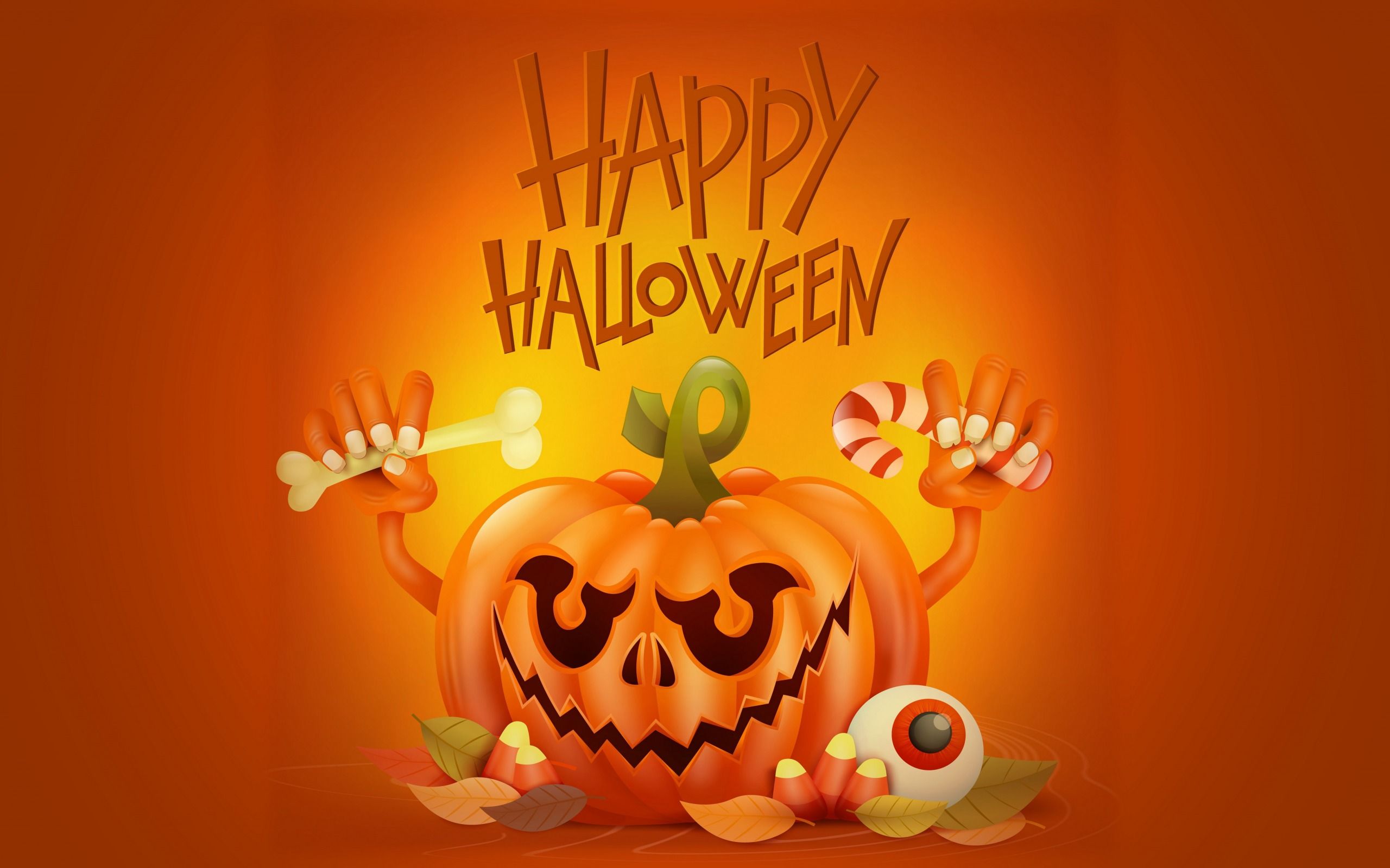 Download wallpaper Halloween, pumpkin, autumn holiday, October 3D orange pumpkin, poster for desktop with resolution 2560x1600. High Quality HD picture wallpaper