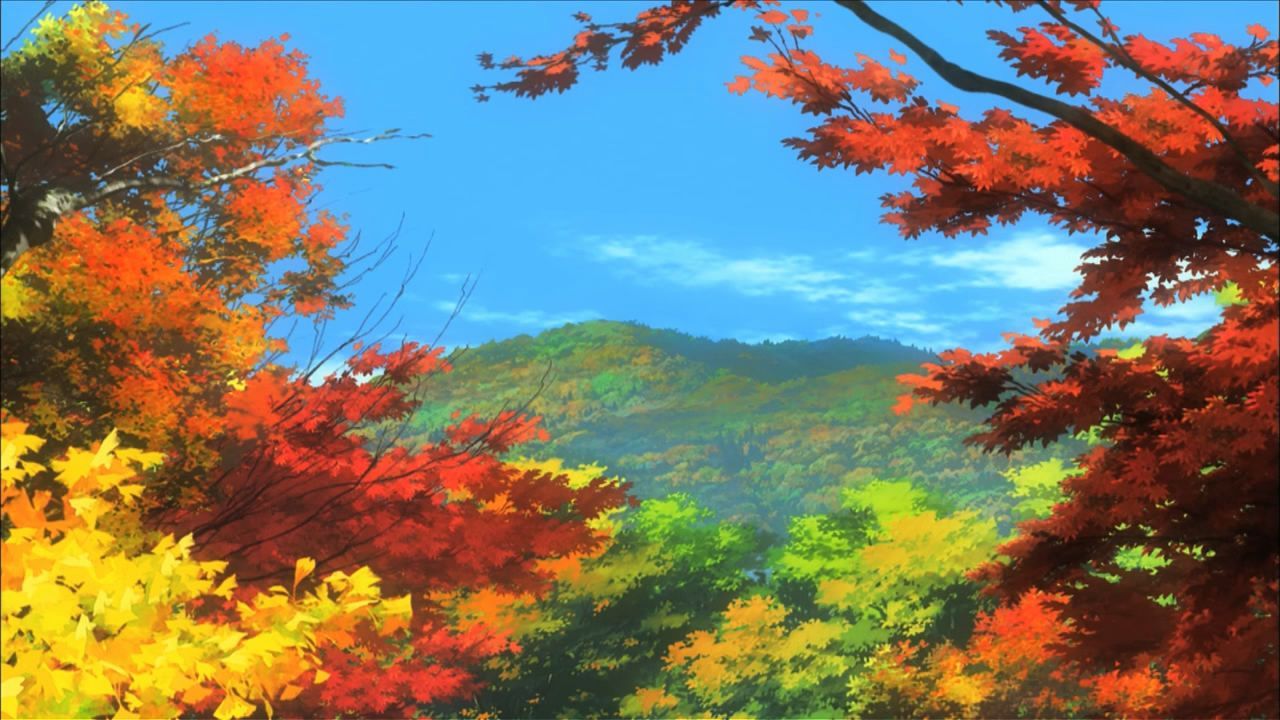 Non_non_biyori 08 Autumn Red_leaves Environment Scenery Landscape Beautiful Clear_ (1280×720). Anime Scenery Wallpaper, Anime Scenery, Scenery Wallpaper
