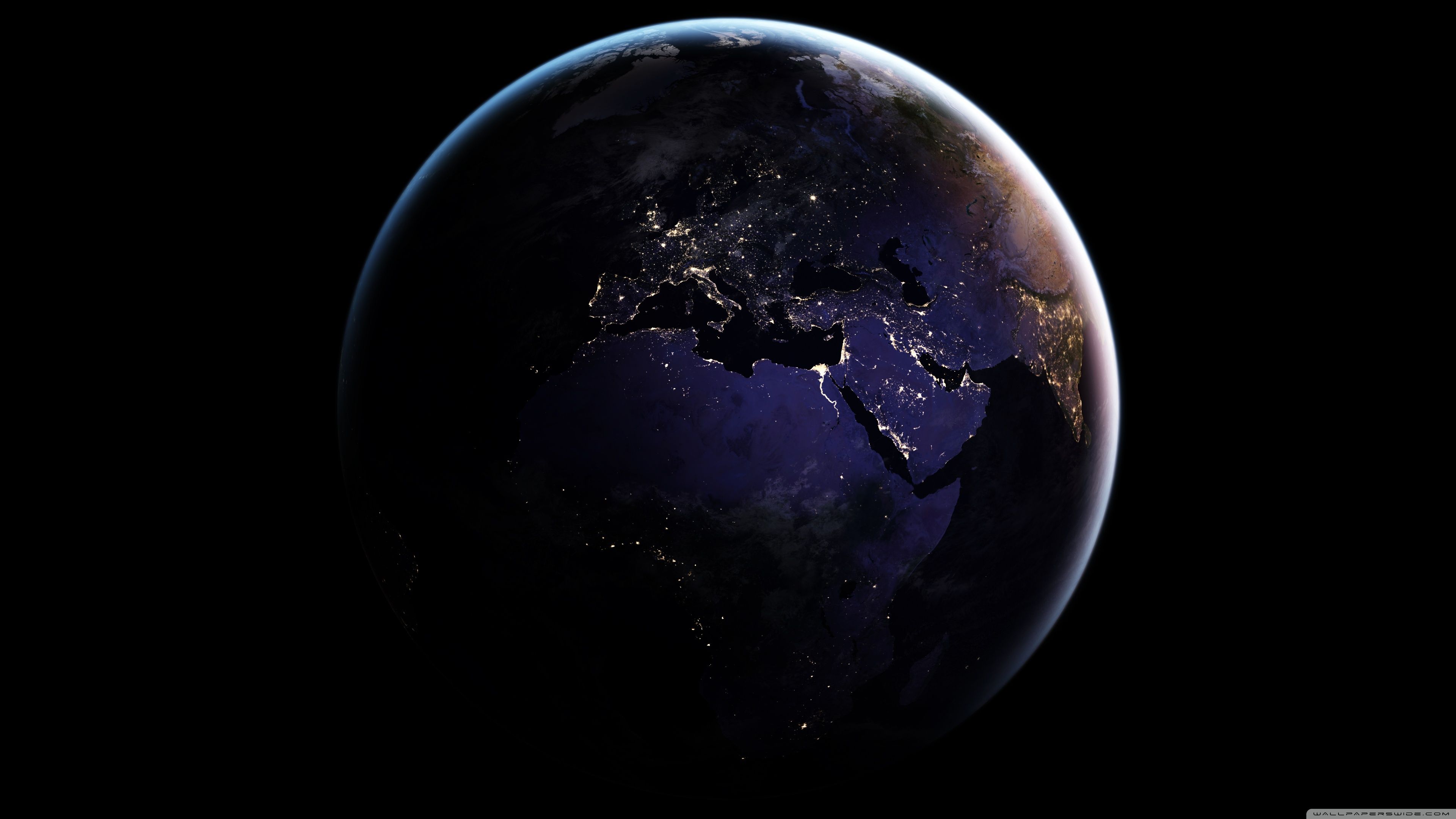 Europe, Africa, Earth at Night from Space Ultra HD Desktop Background Wallpaper for 4K UHD TV, Widescreen & UltraWide Desktop & Laptop, Tablet