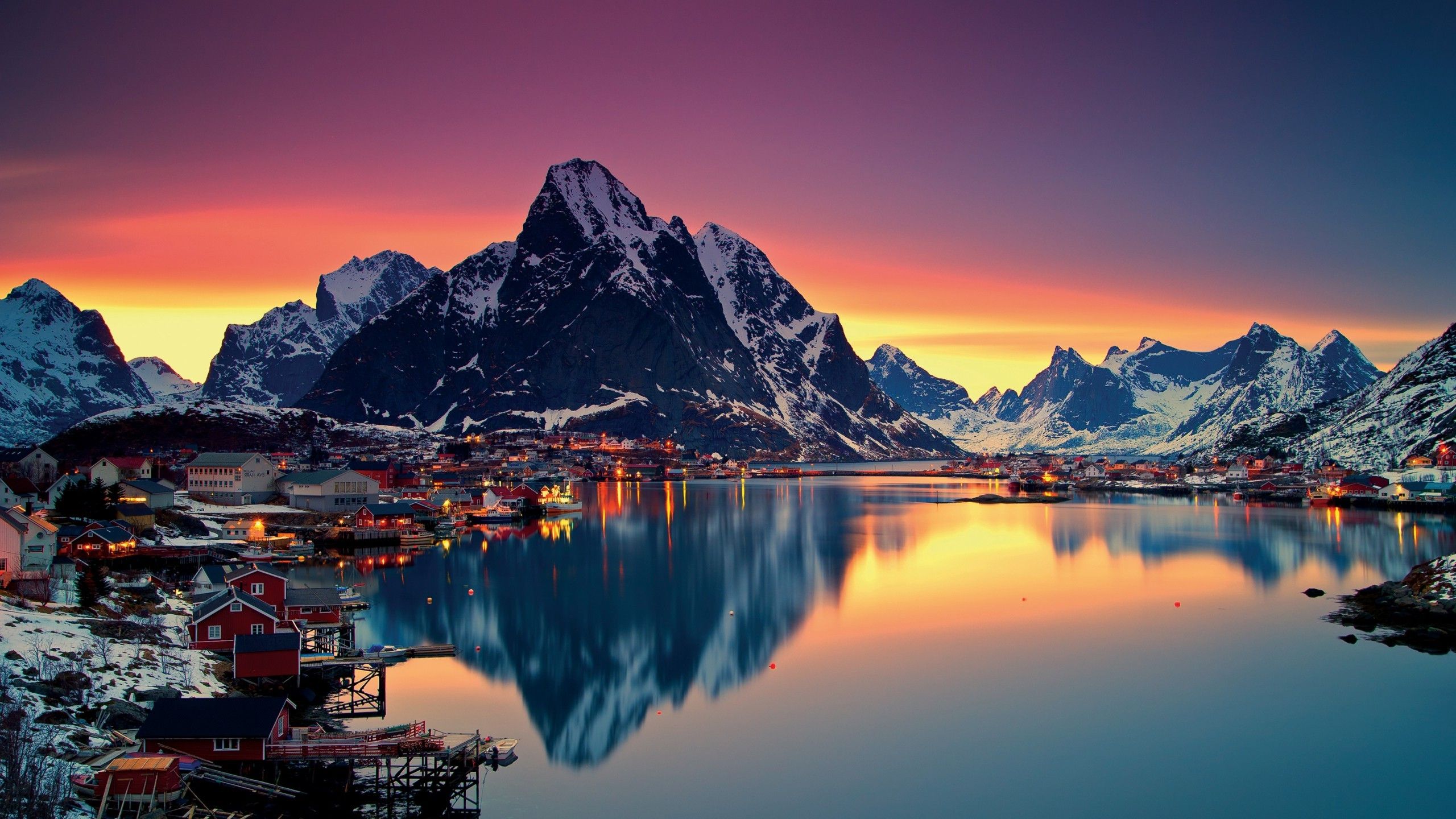 lake, Reflection, Norway, Village Wallpaper HD / Desktop and Mobile Background