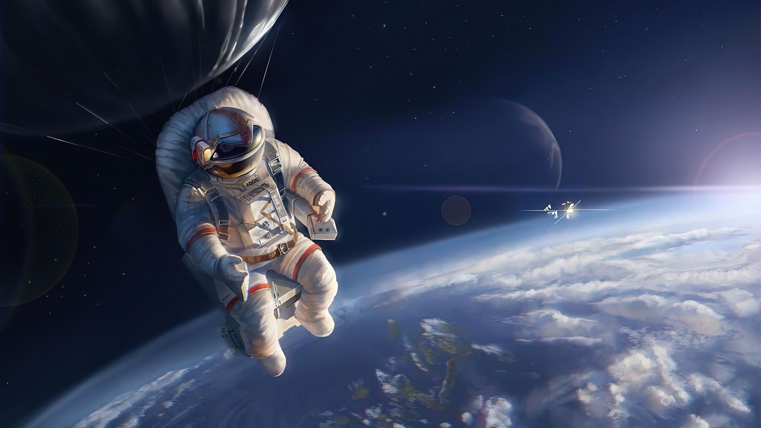 Astronaut up the earth Wallpaper 4k Ultra HD