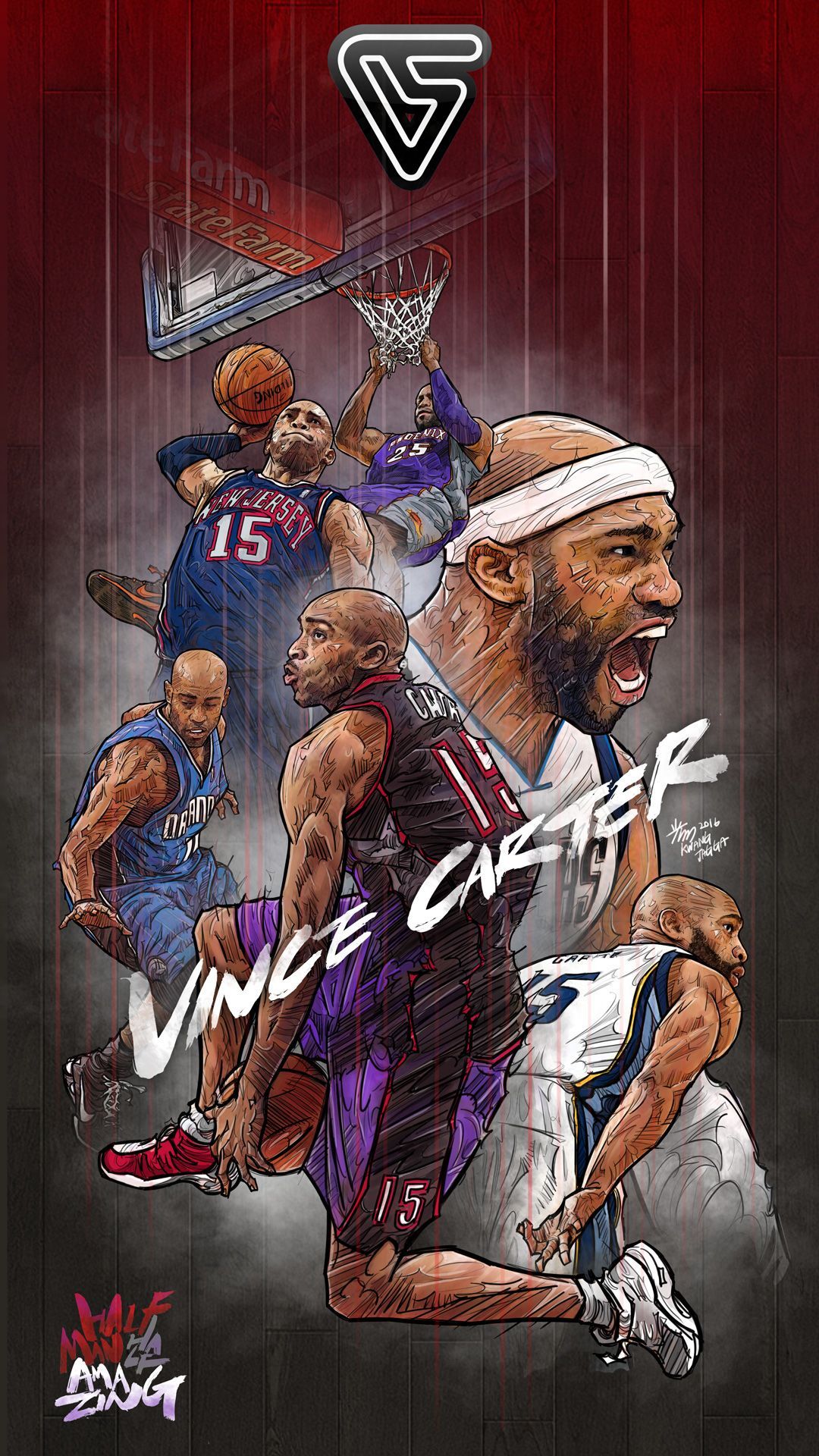 Vince Carter Forever Illustration. Nba wallpaper, Nba basketball art, Basketball art